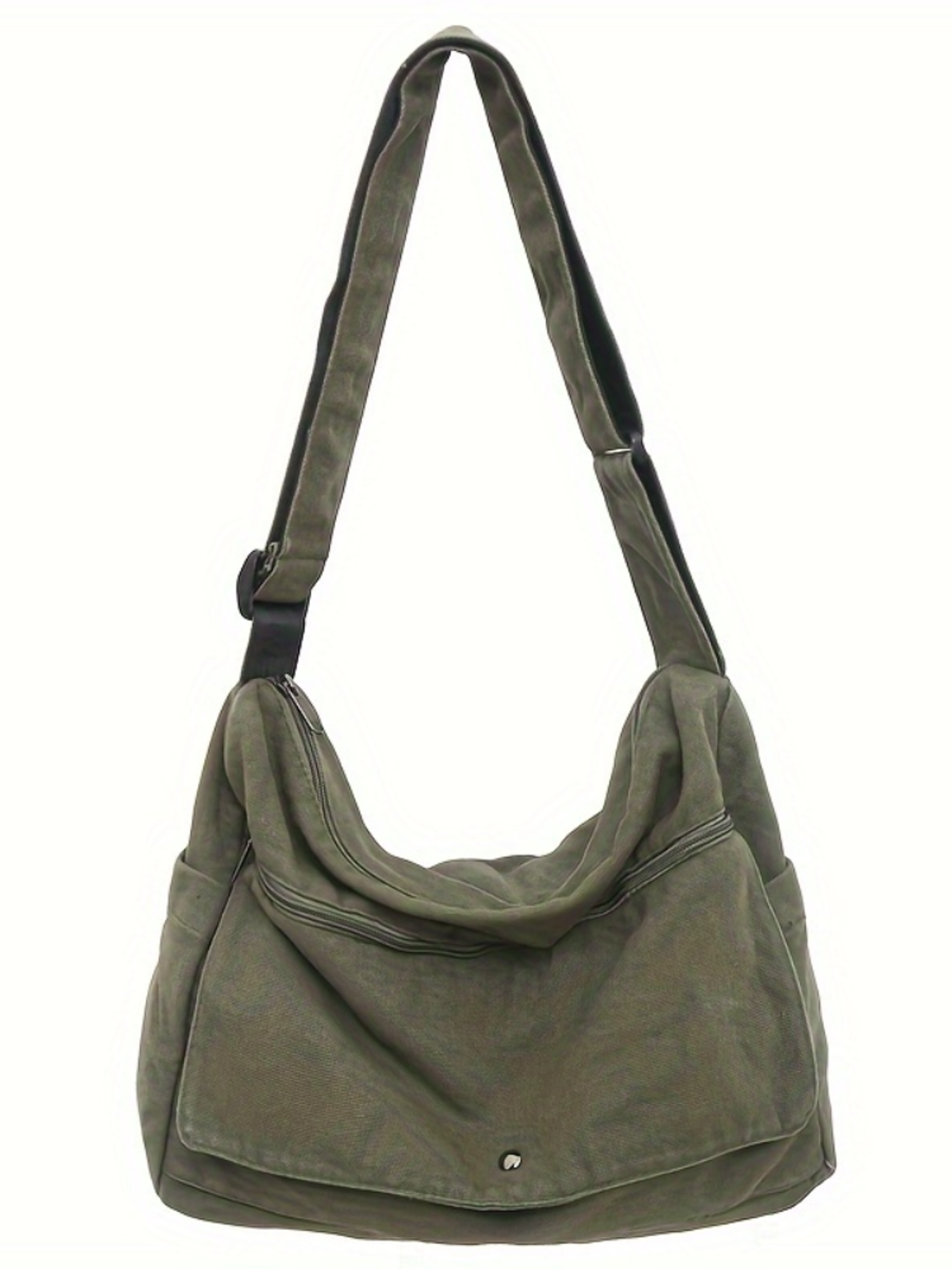 Large Capacity Canvas Crossbody Bag  Adjustable Hobo Sling For Everyday Travel 0