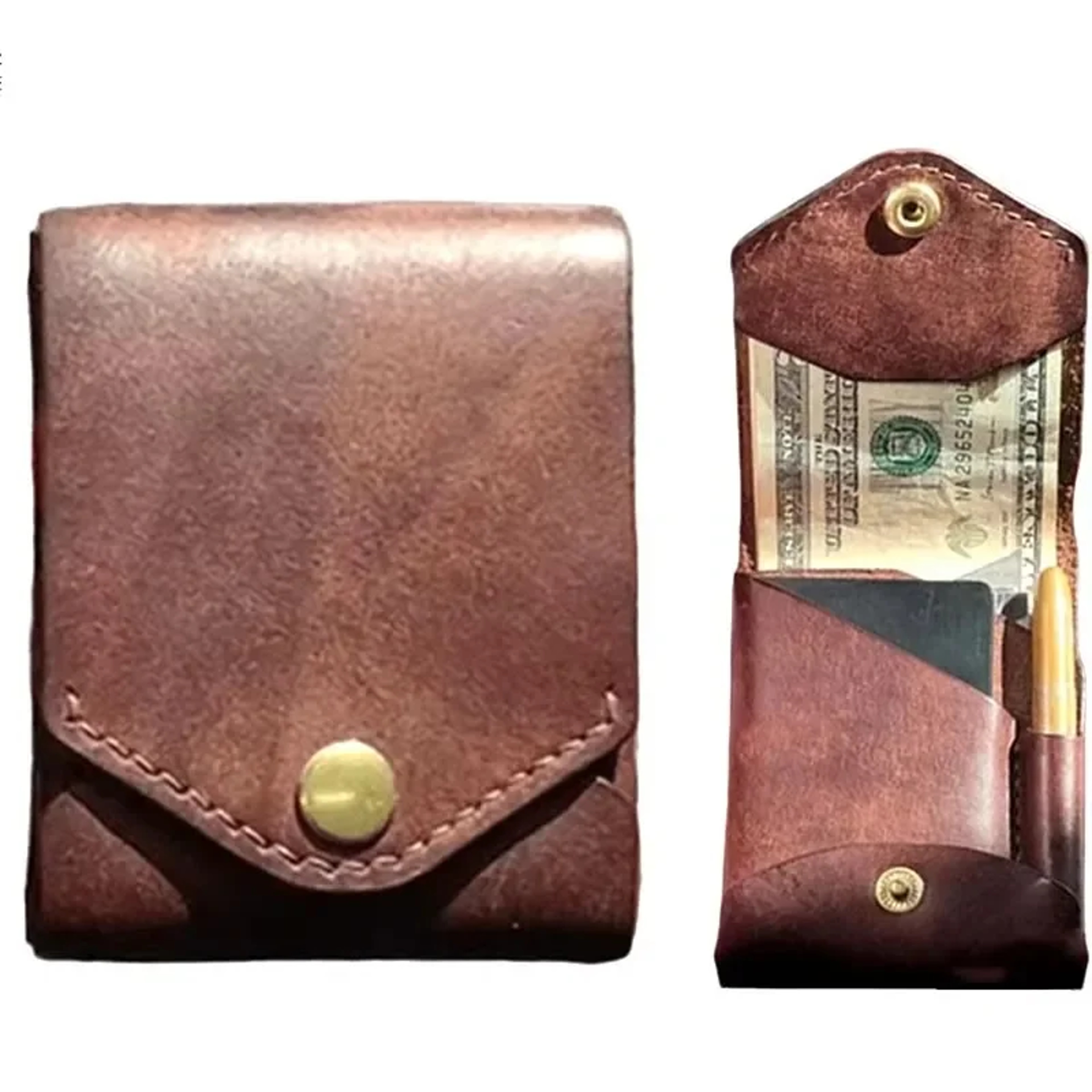 Slim Genuine Leather Wallet Compact Card Holder With Coin Pocket 5