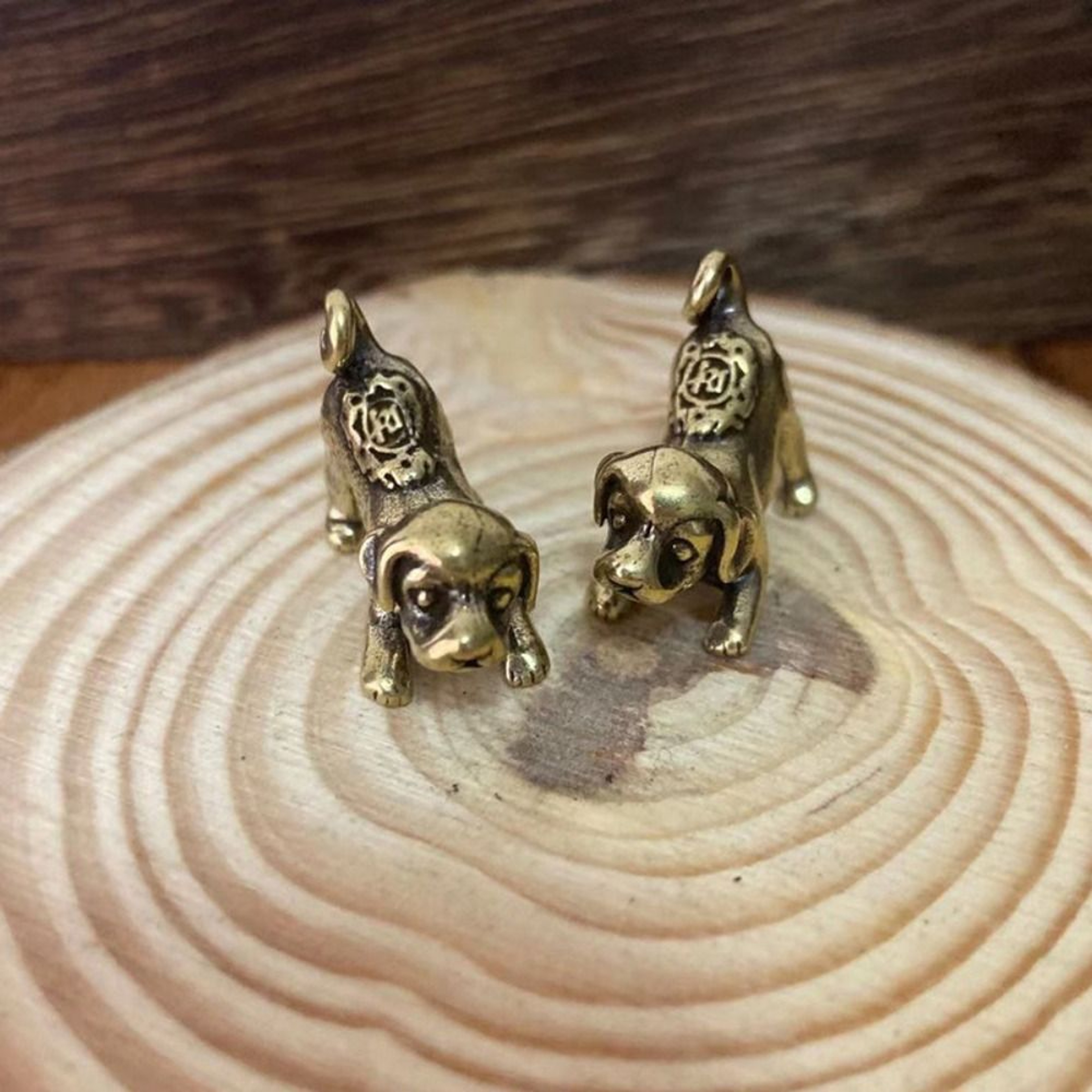 Solid Brass Lucky Puppy Figurine Mini Dog Statue For Desk Decor Feng Shui Ornament 1