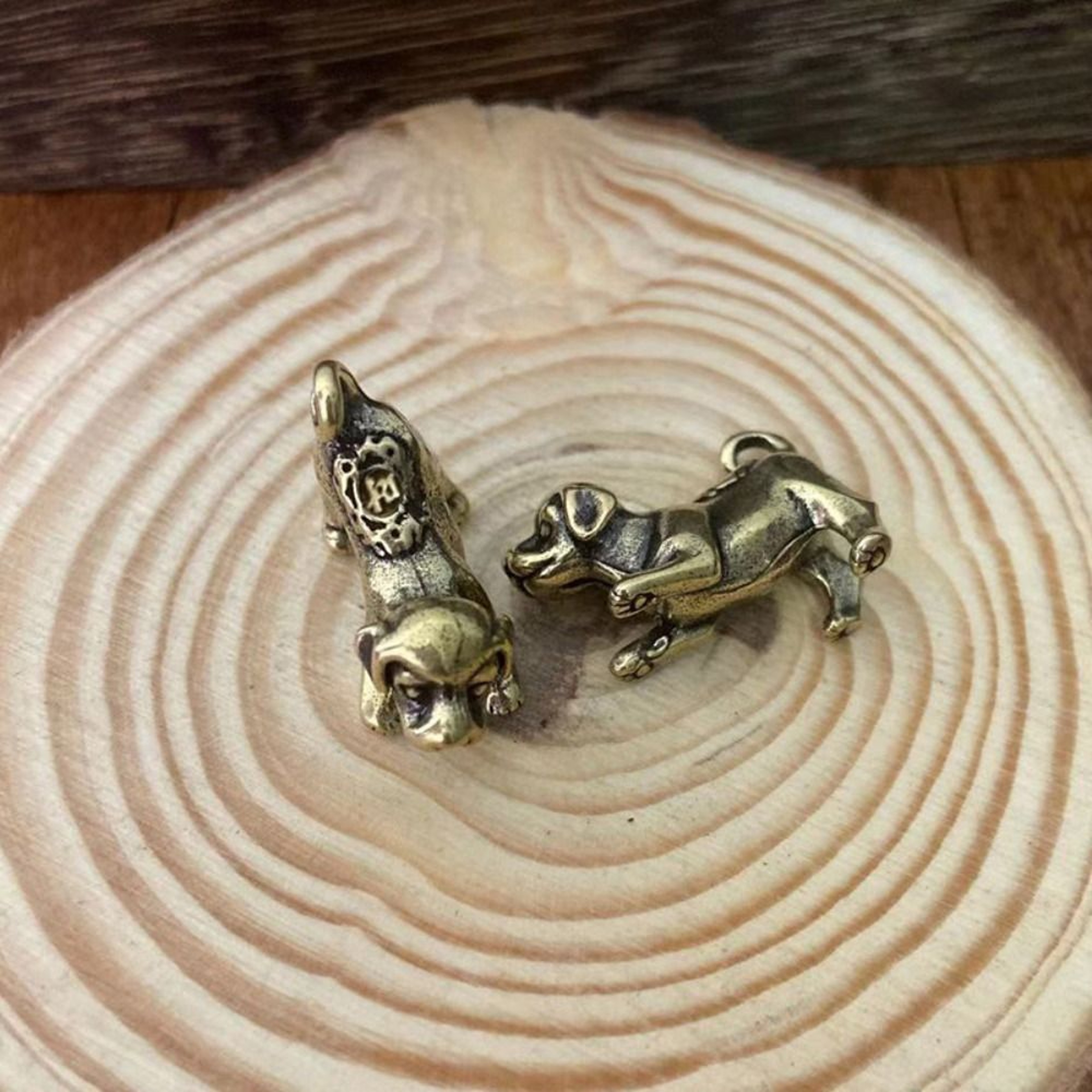 Solid Brass Lucky Puppy Figurine Mini Dog Statue For Desk Decor Feng Shui Ornament 2