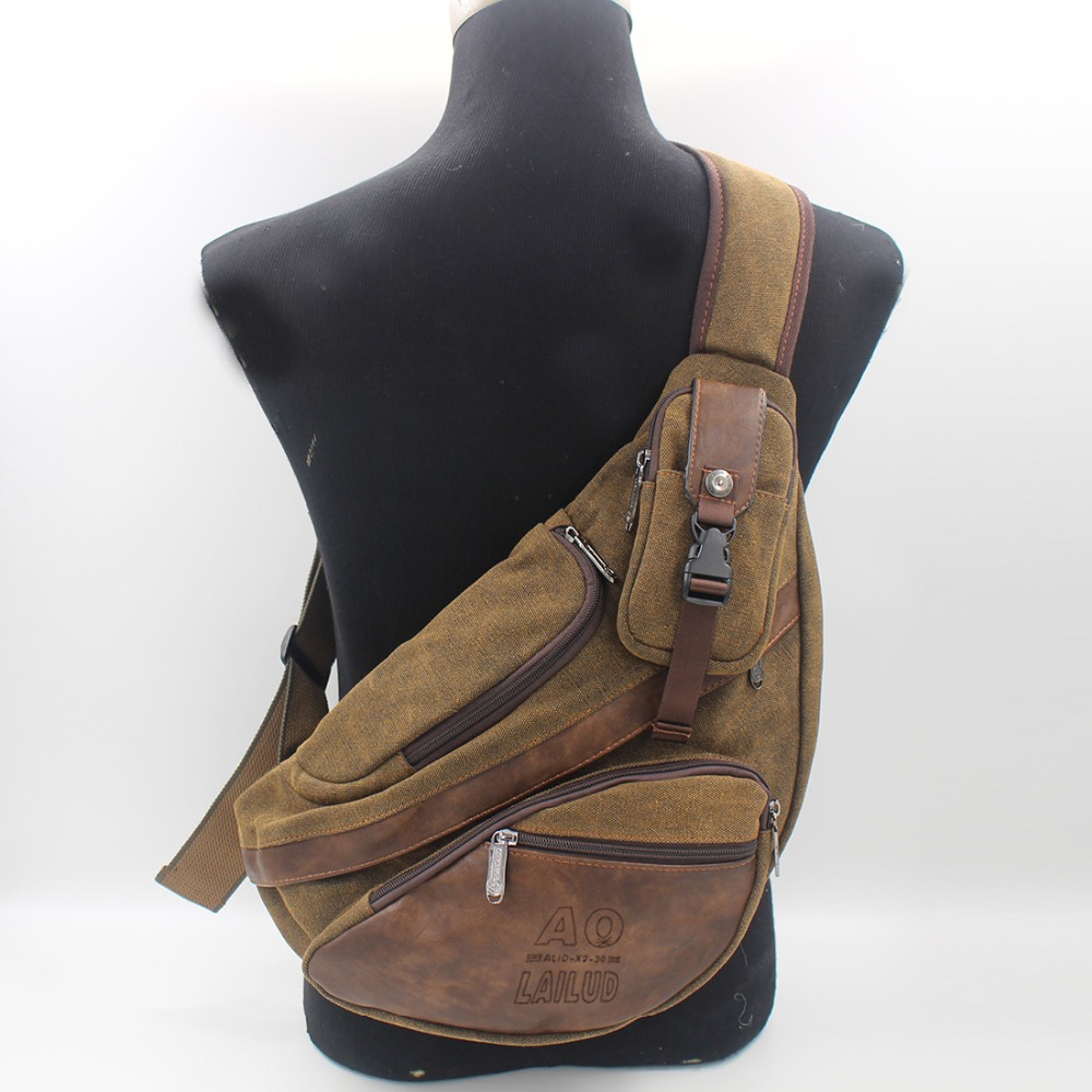 Canvas Men Sling Backpack Crossbody Travel Chest Bag with Laptop Compartment – view 7
