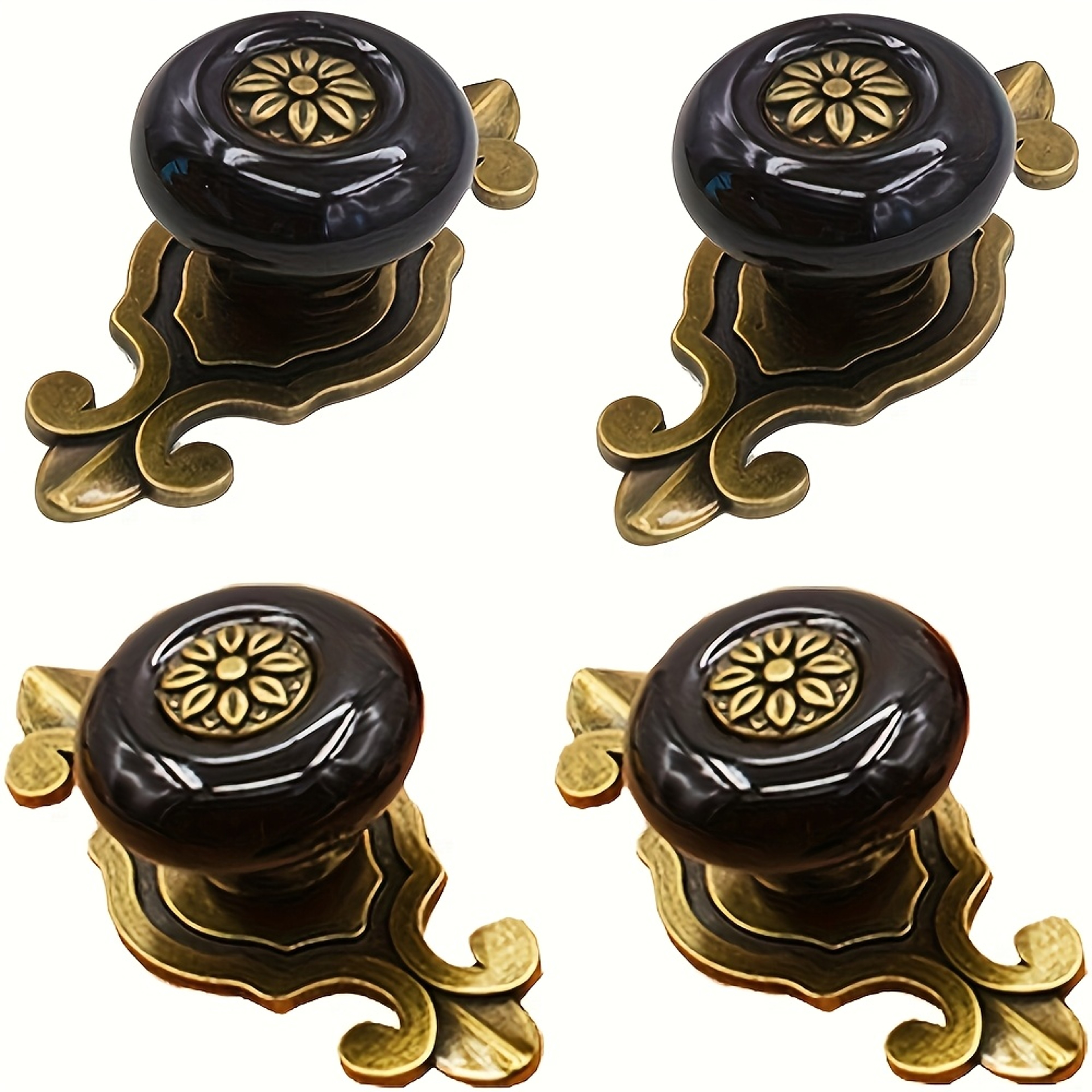 Vintage Ceramic Cabinet Knobs with Zinc Base Decorative Drawer and Wardrobe Handles – view 1