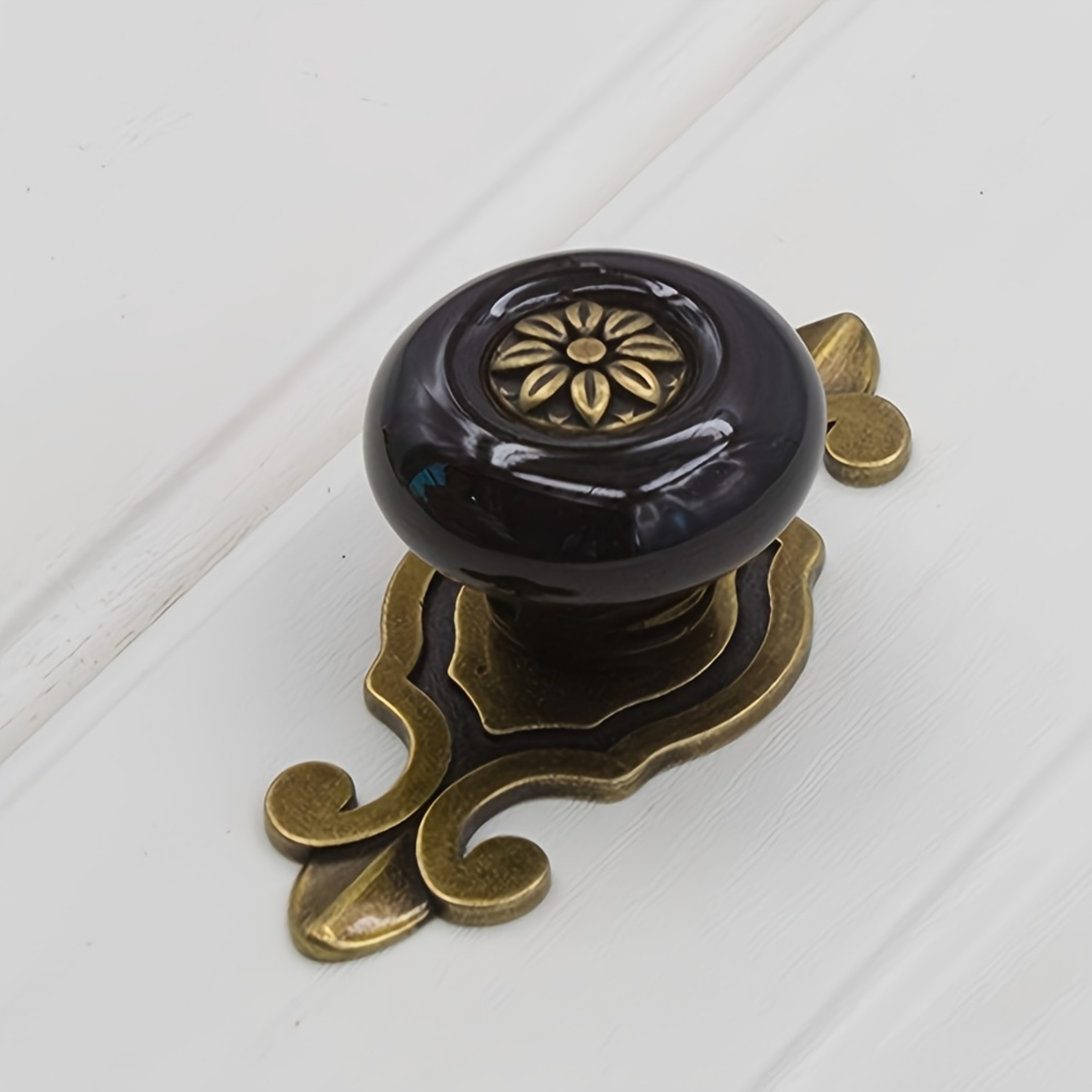Vintage Ceramic Cabinet Knobs with Zinc Base Decorative Drawer and Wardrobe Handles – view 6