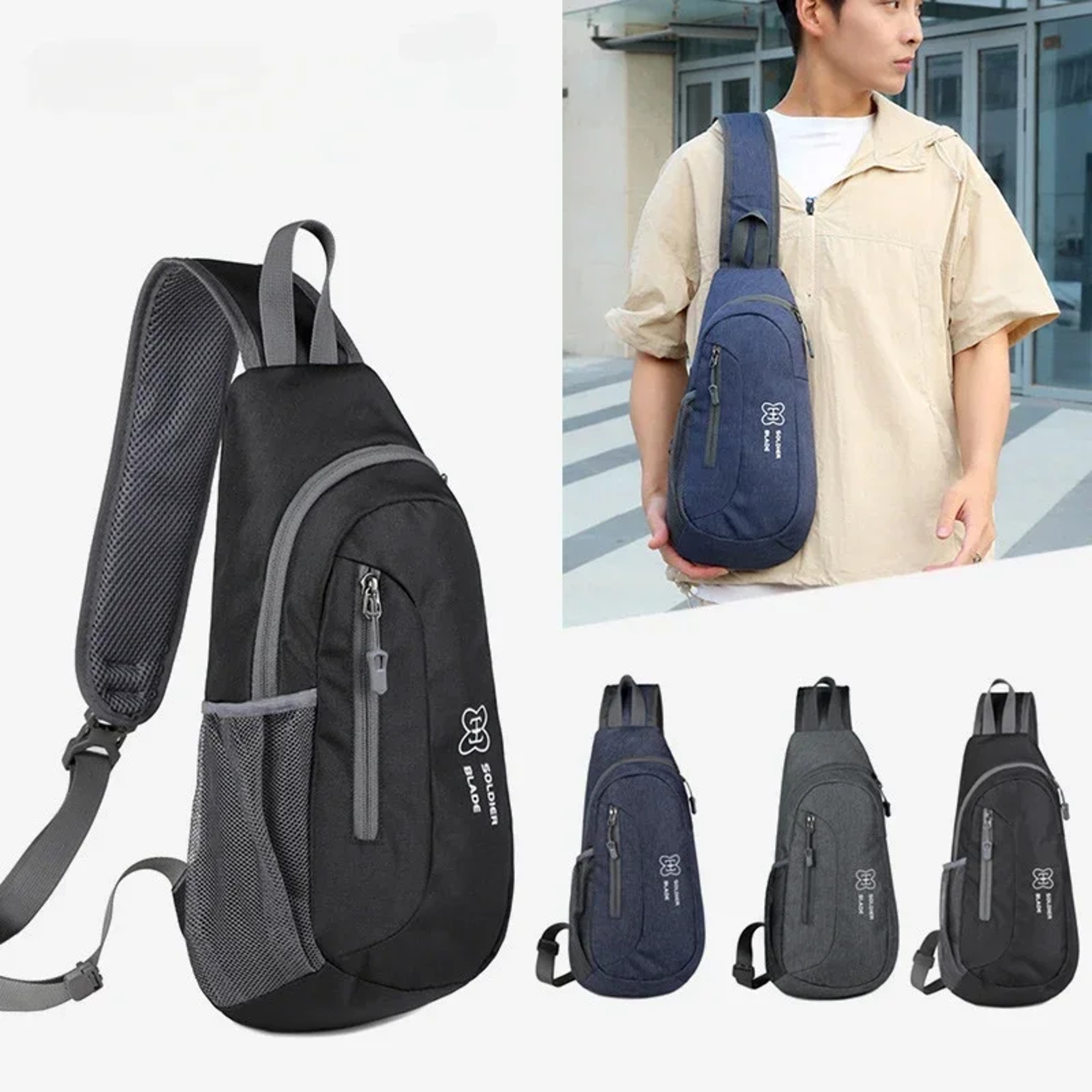 Outdoor Sling Chest Bag For Men And Women Lightweight Crossbody Backpack With Bottle Holder 5