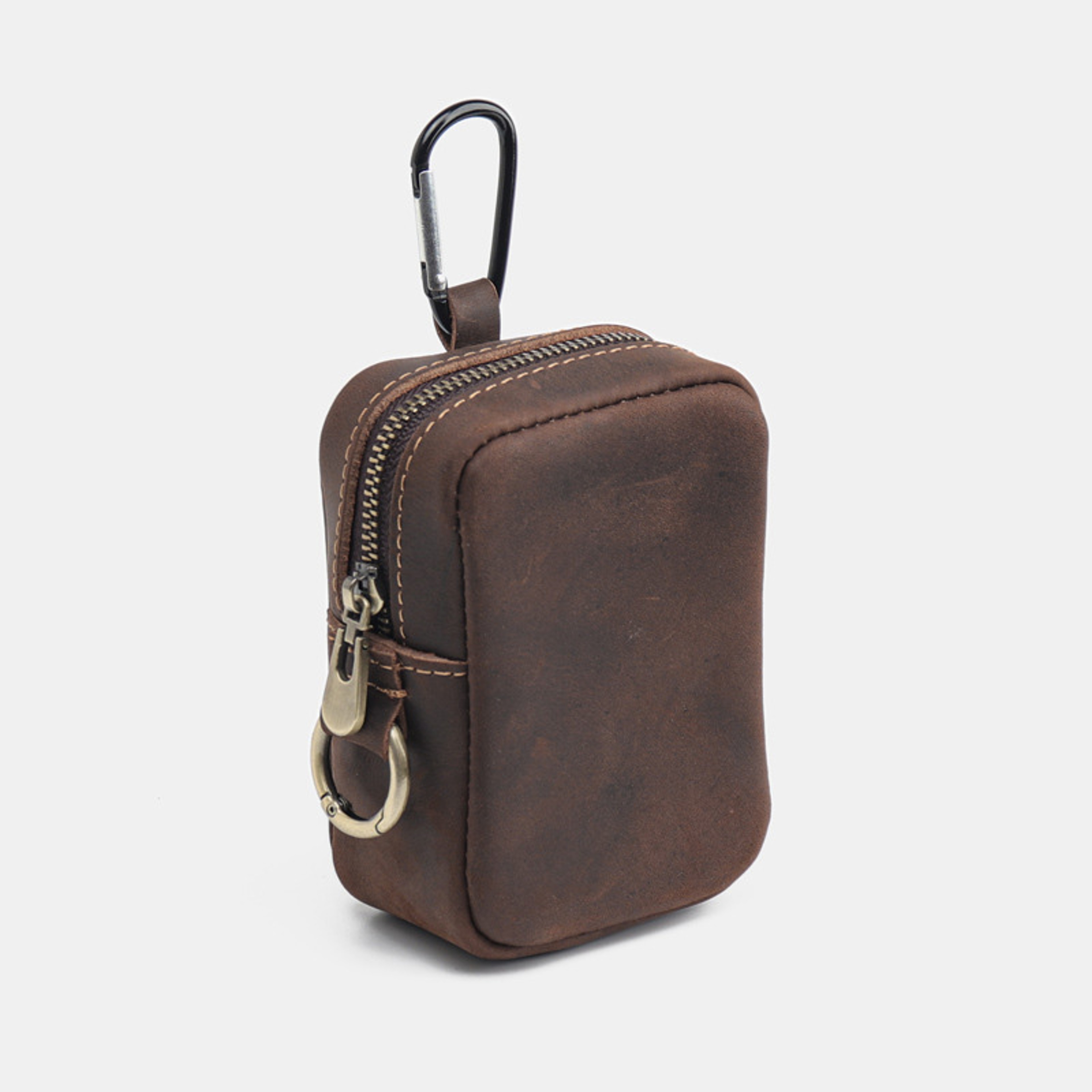 Vintage Leather Key Coin Pouch with Hook Compact Wallet Case – view 5