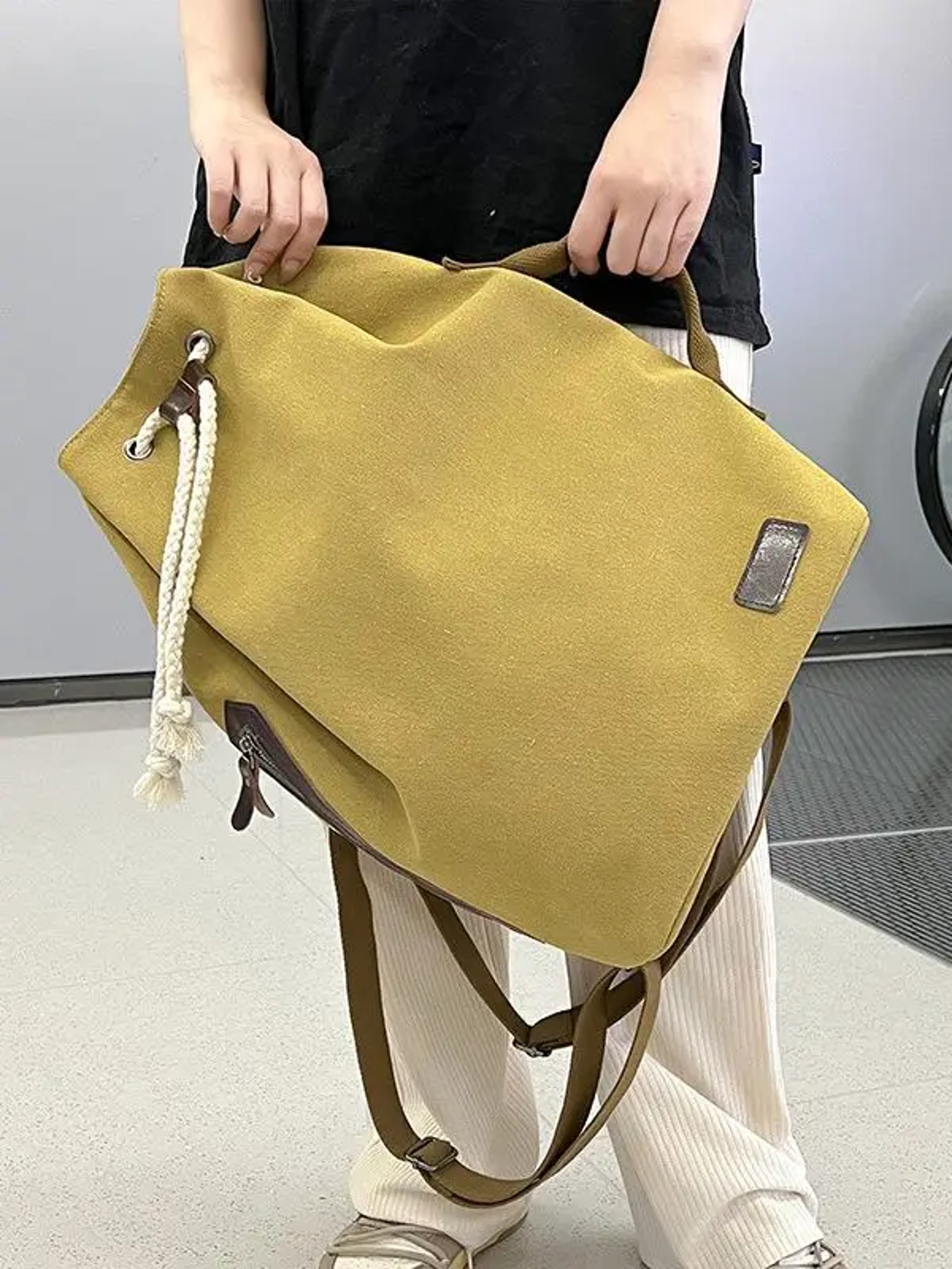 Retro Canvas Bucket Backpack Gym  Travel Bag For Men 1
