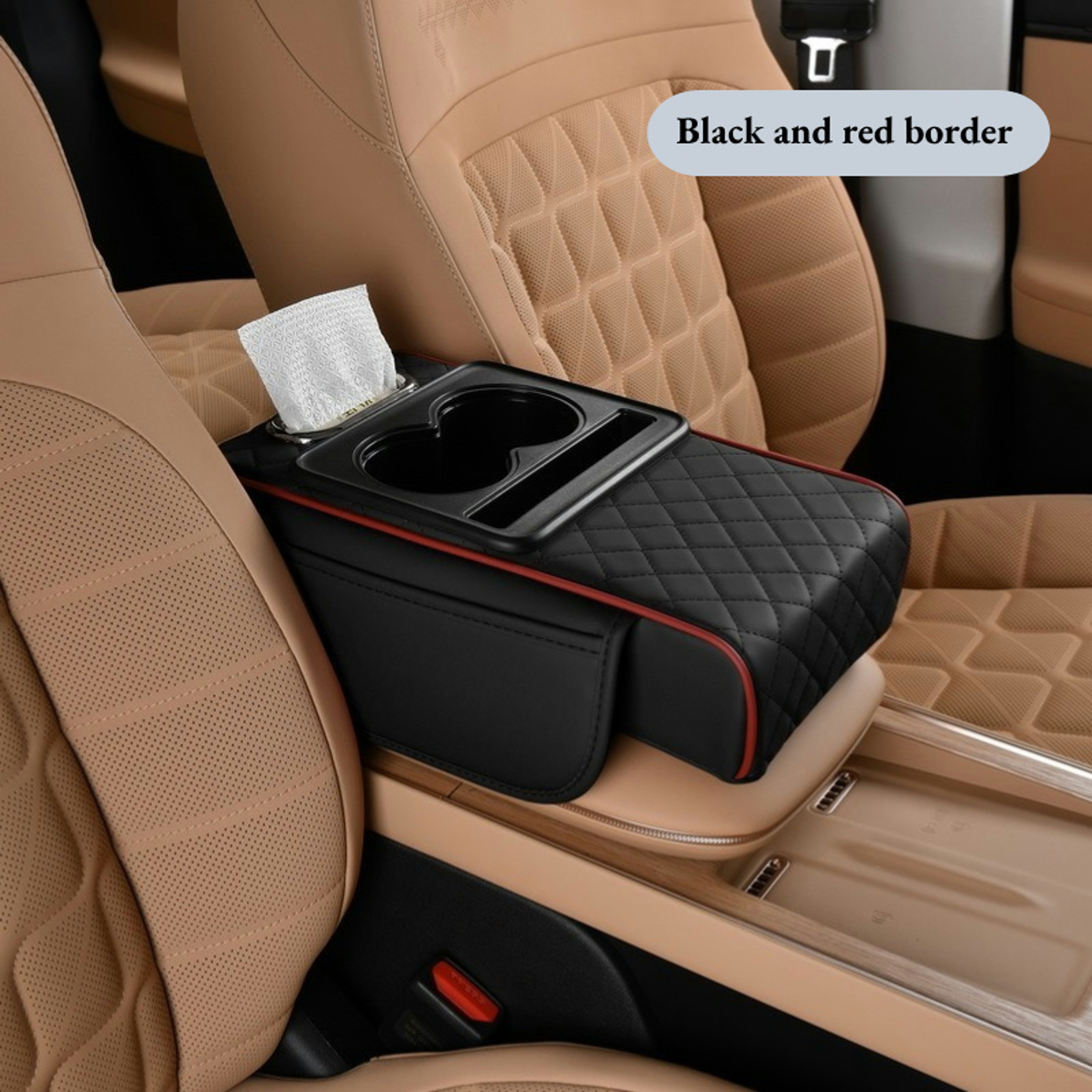 ErgoLift Car Armrest Cushion With Cup Holders  Storage Organizer 6