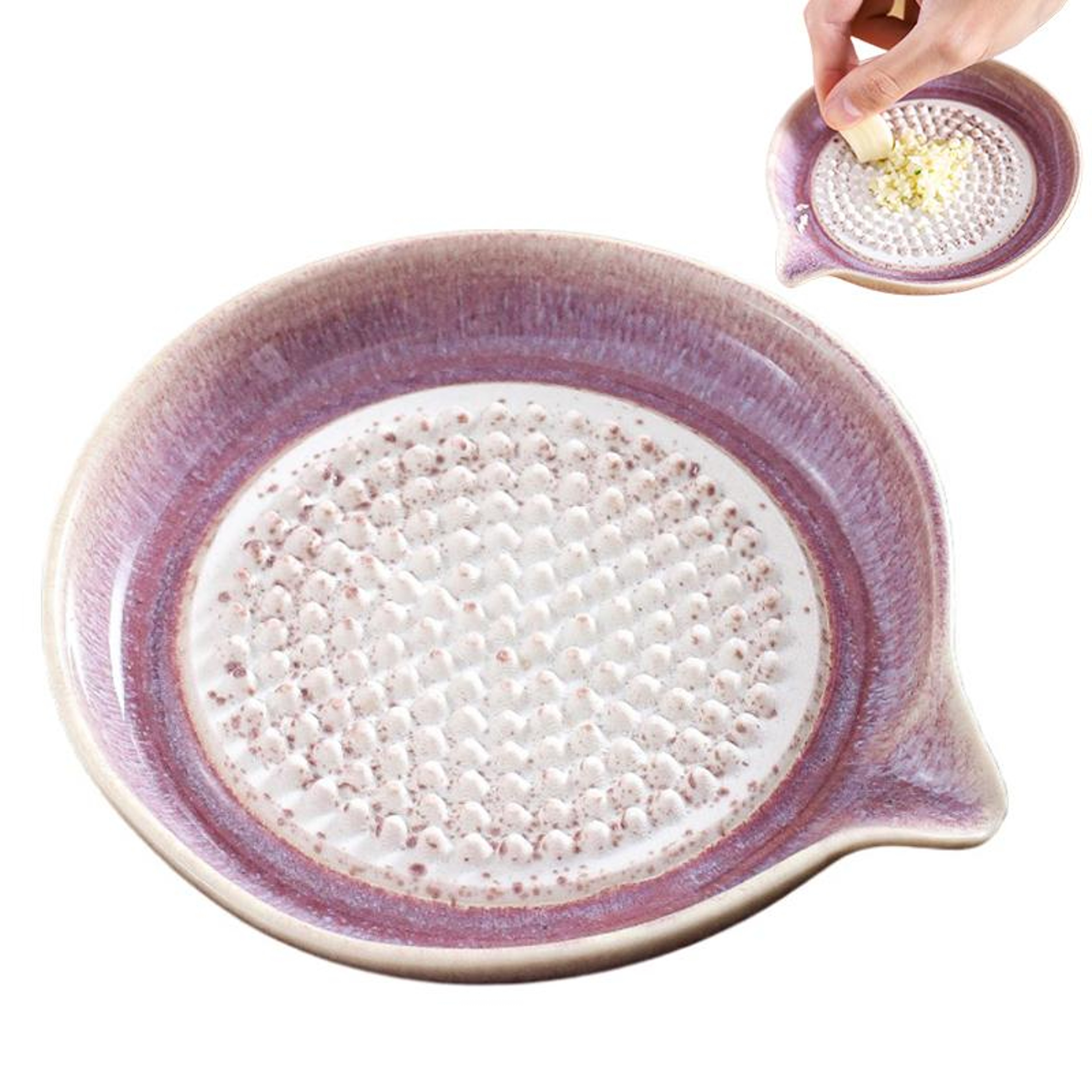 Ceramic Ginger Grater Plate with Pour Spout – Manual Garlic Grinder & Kitchen Grinding Dish – view 7