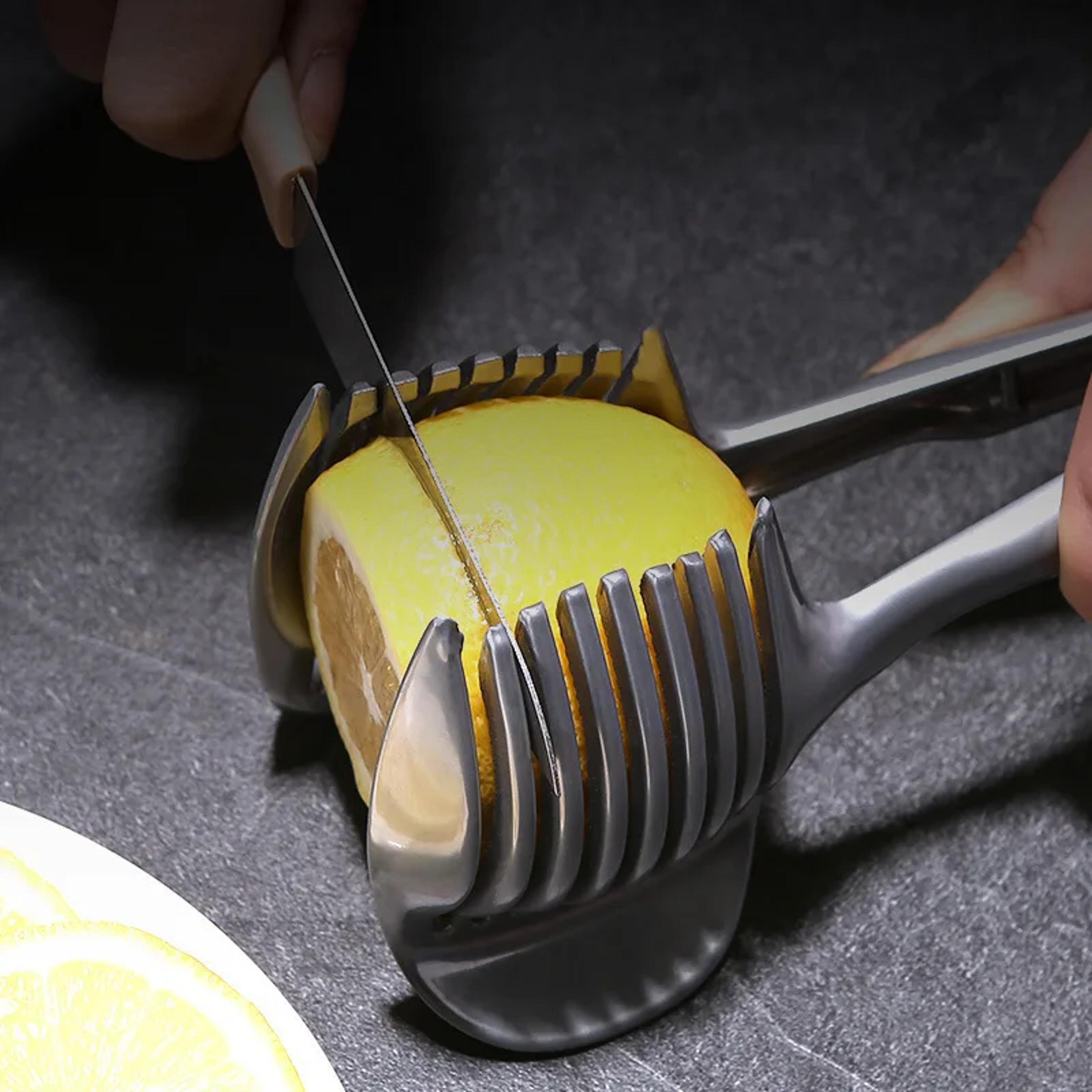 Stainless Steel Fruit And Vegetable Slicer Clip Multi Use Onion Tomato Cutter 2