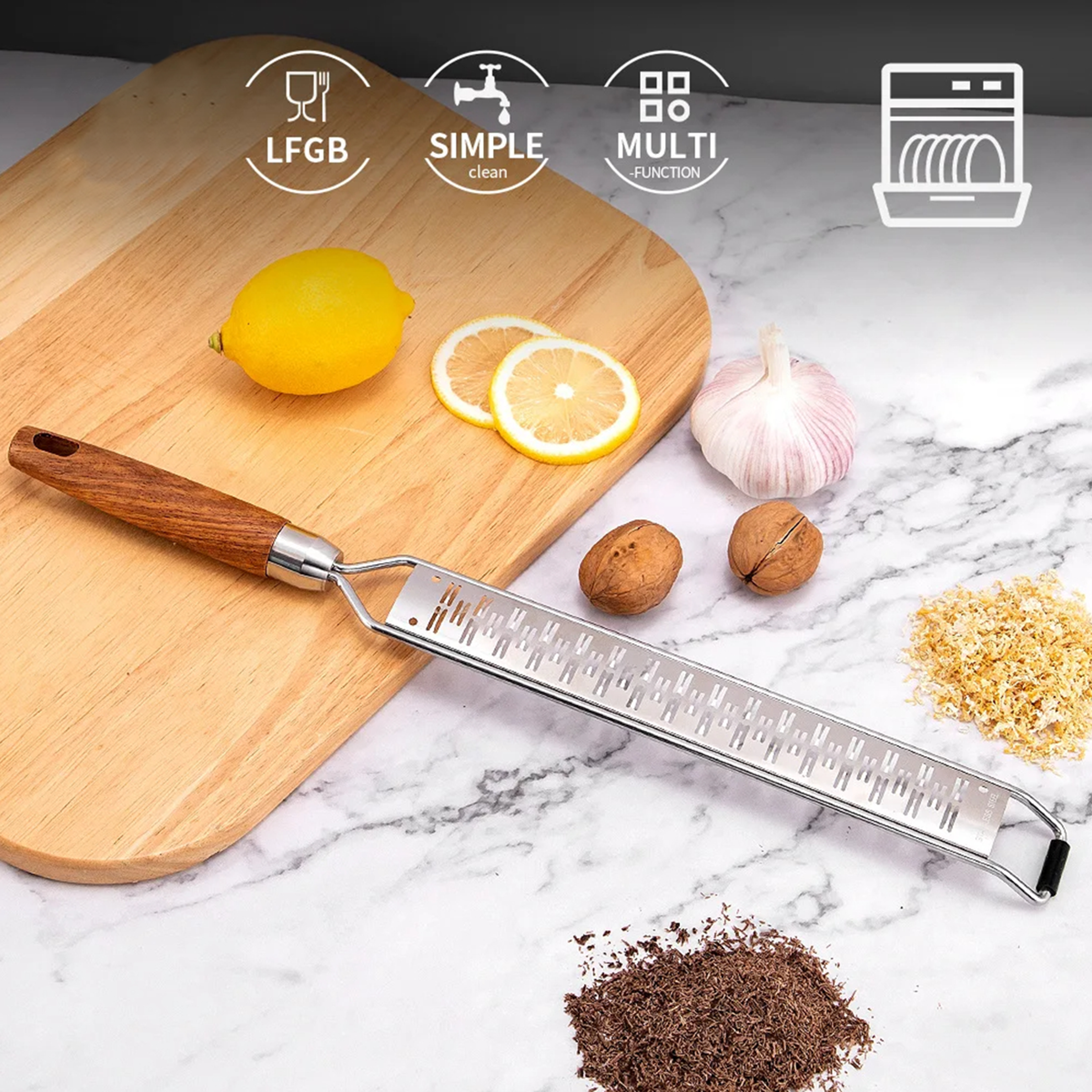 Stainless Steel Lemon Zester  Cheese Grater With Wooden Handle For Citrus Nutmeg  Hard Cheese 2