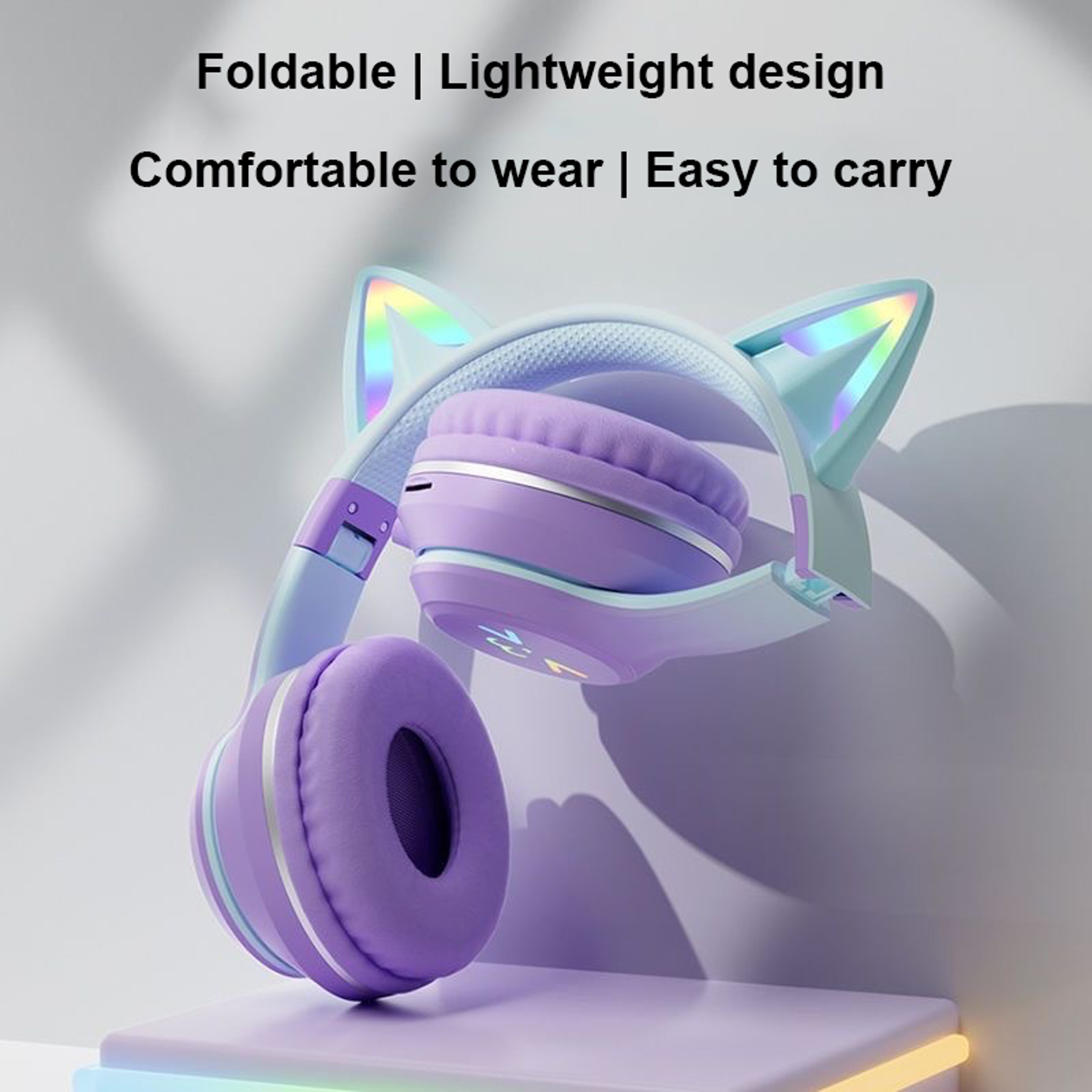 LumiCat RGB Bluetooth Headphones For Kids With LED Flashlight  Cat Ears 3
