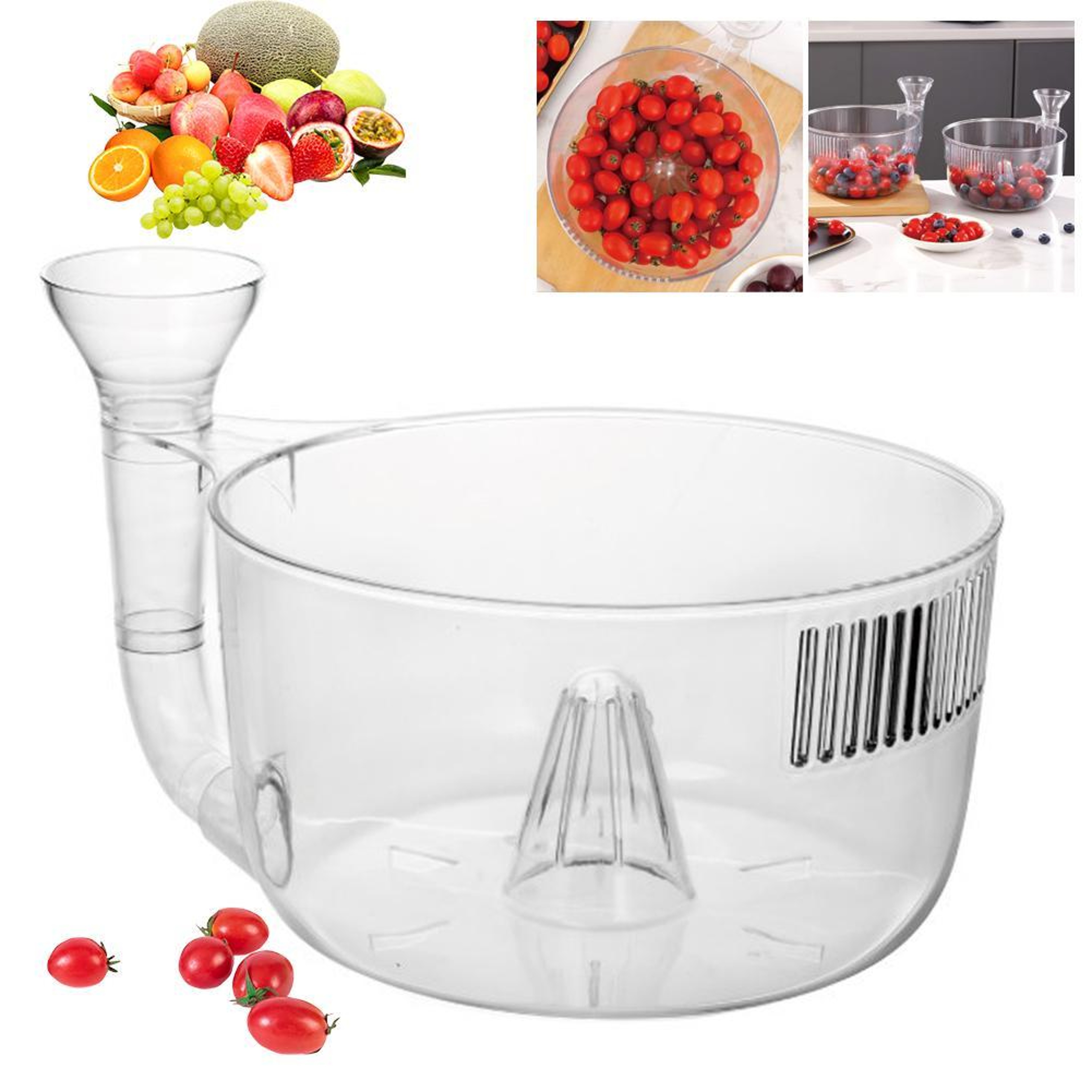 FreshFlow Automatic Fruit Washer Bowl With Strainer For Fruits Vegetables  Berries 0