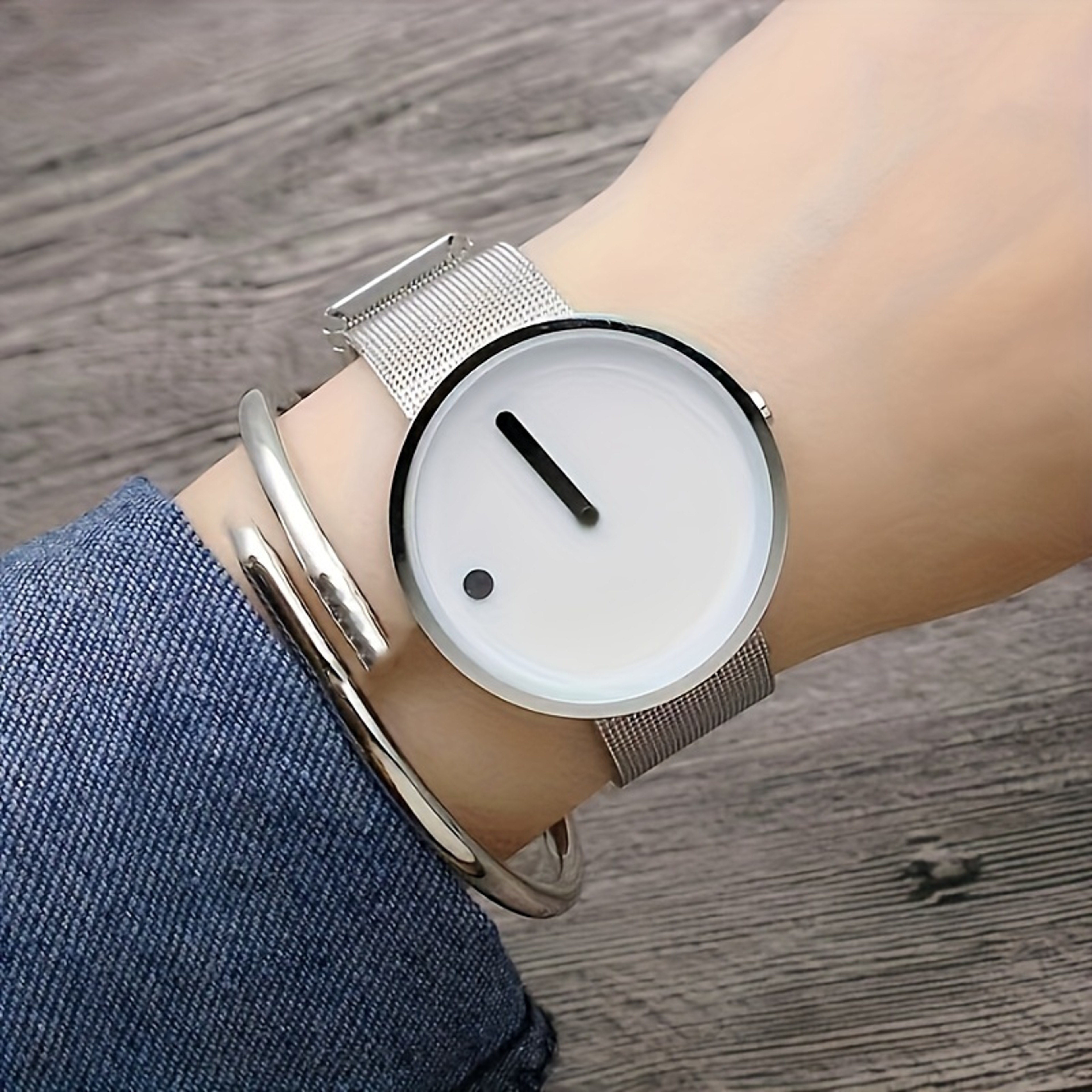 Nordic Dot Dial Minimalist Watch with Stainless Steel Band for Men & Women – view 1