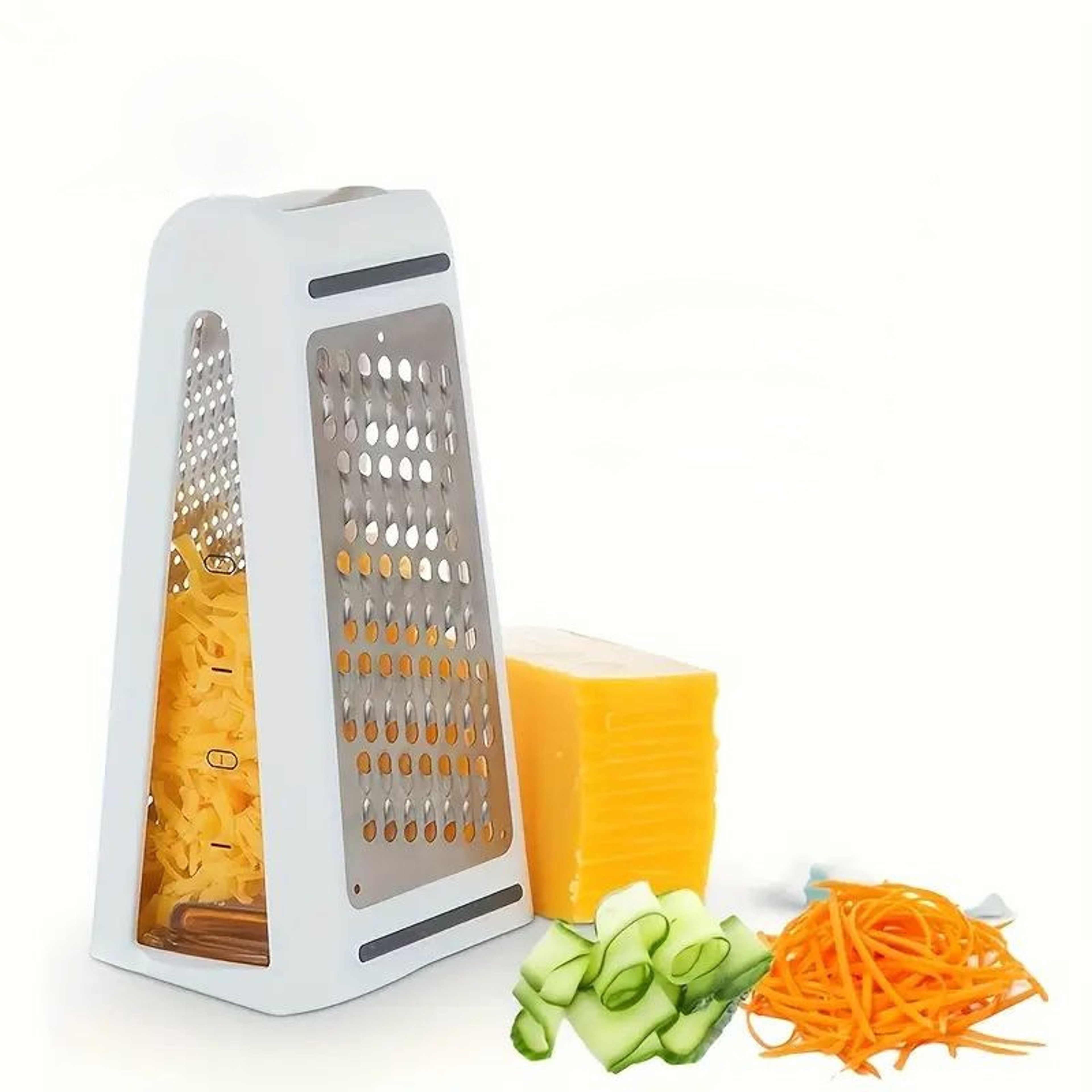 Stainless Steel Cheese Grater  Vegetable Slicer With DoubleSided Blades And Storage Box 0