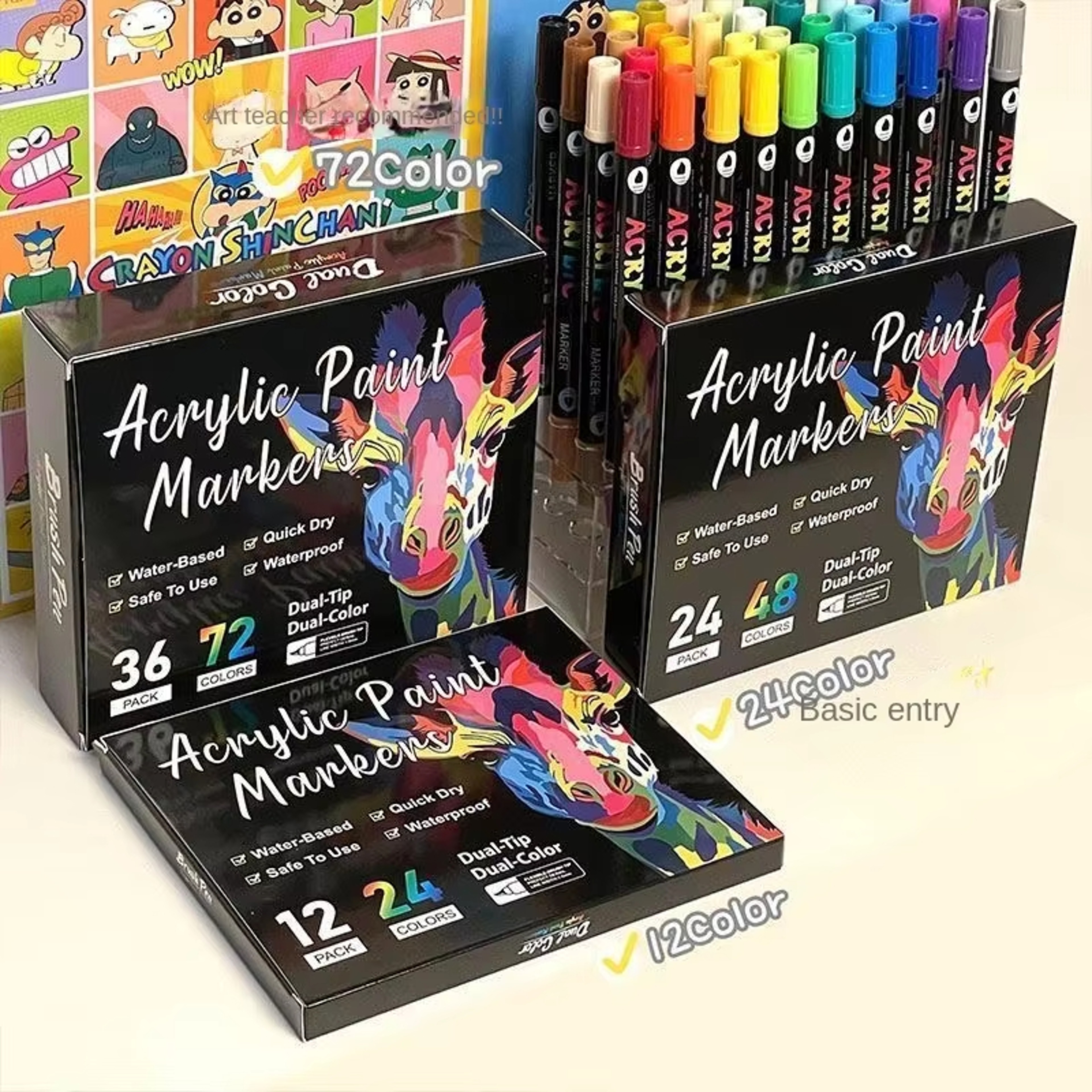 Dual Tip Acrylic Paint Markers For Rock Painting Wood Crafts  Calligraphy 2