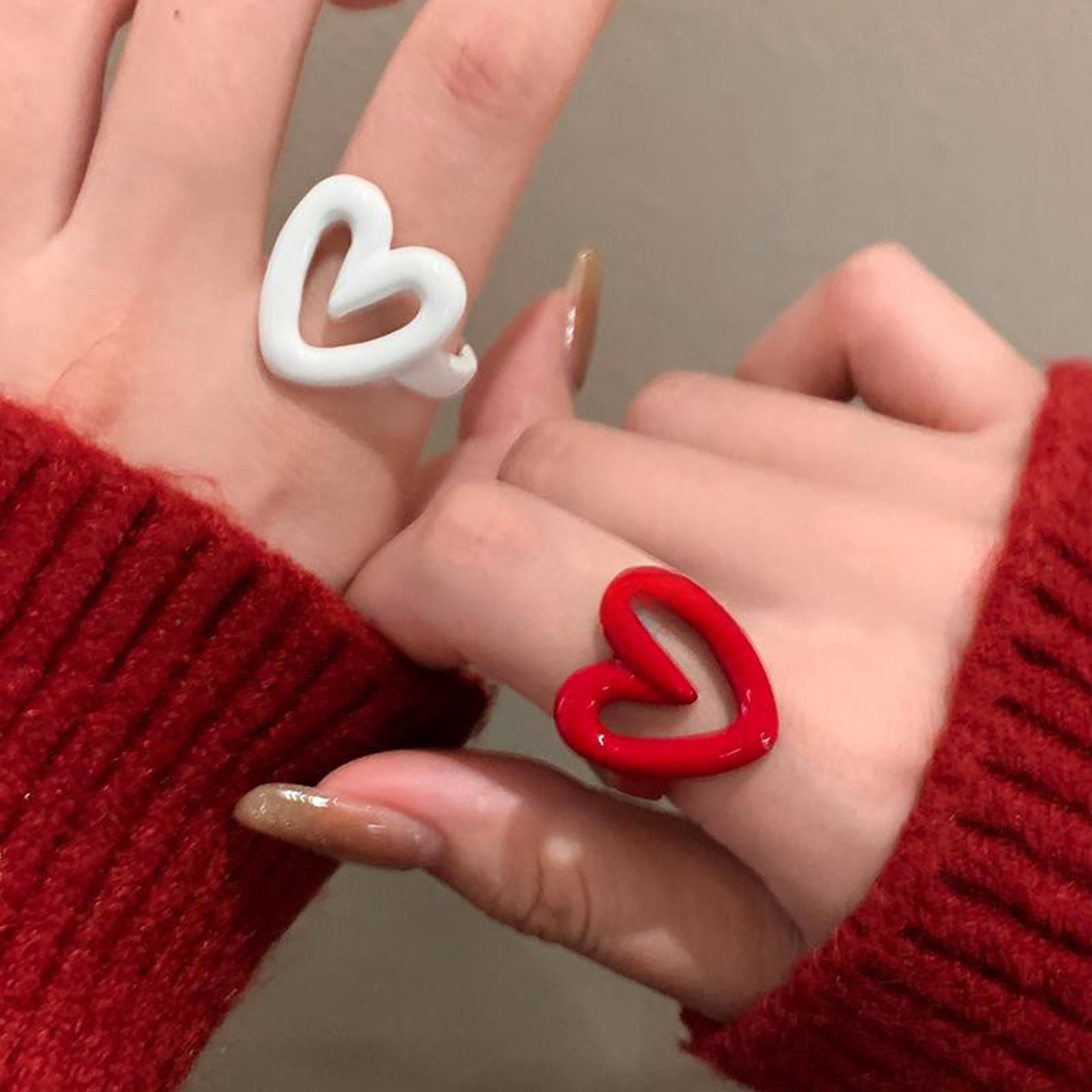 Sweetheart Enamel Heart Ring for Women Adjustable Fashion Jewelry – view 4