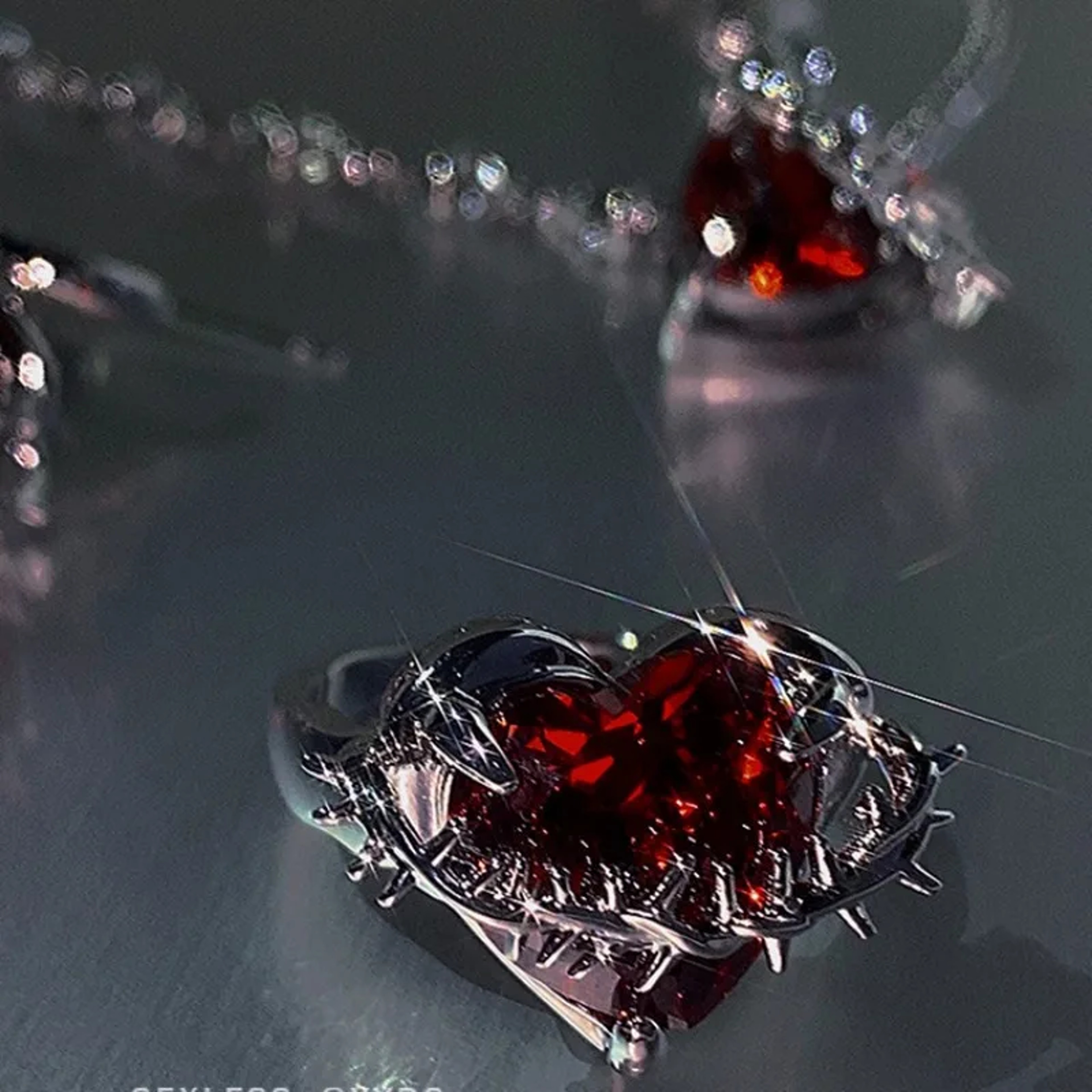 Vintage Gothic Red Heart Zirconia Adjustable Ring for Women – view 3