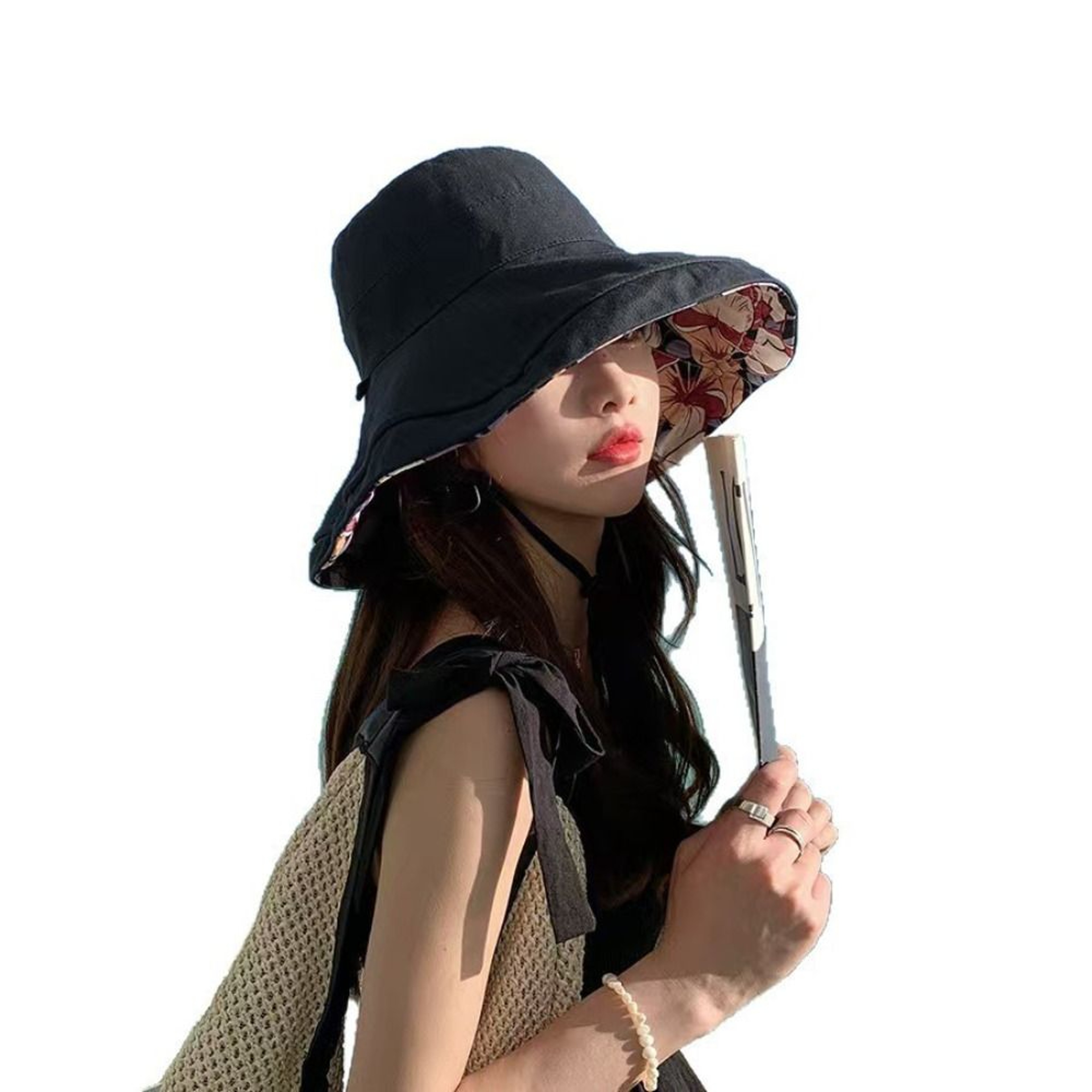 Reversible Wide Brim Sun Hat for Women with UV Protection and Windproof Beach Style – view 5