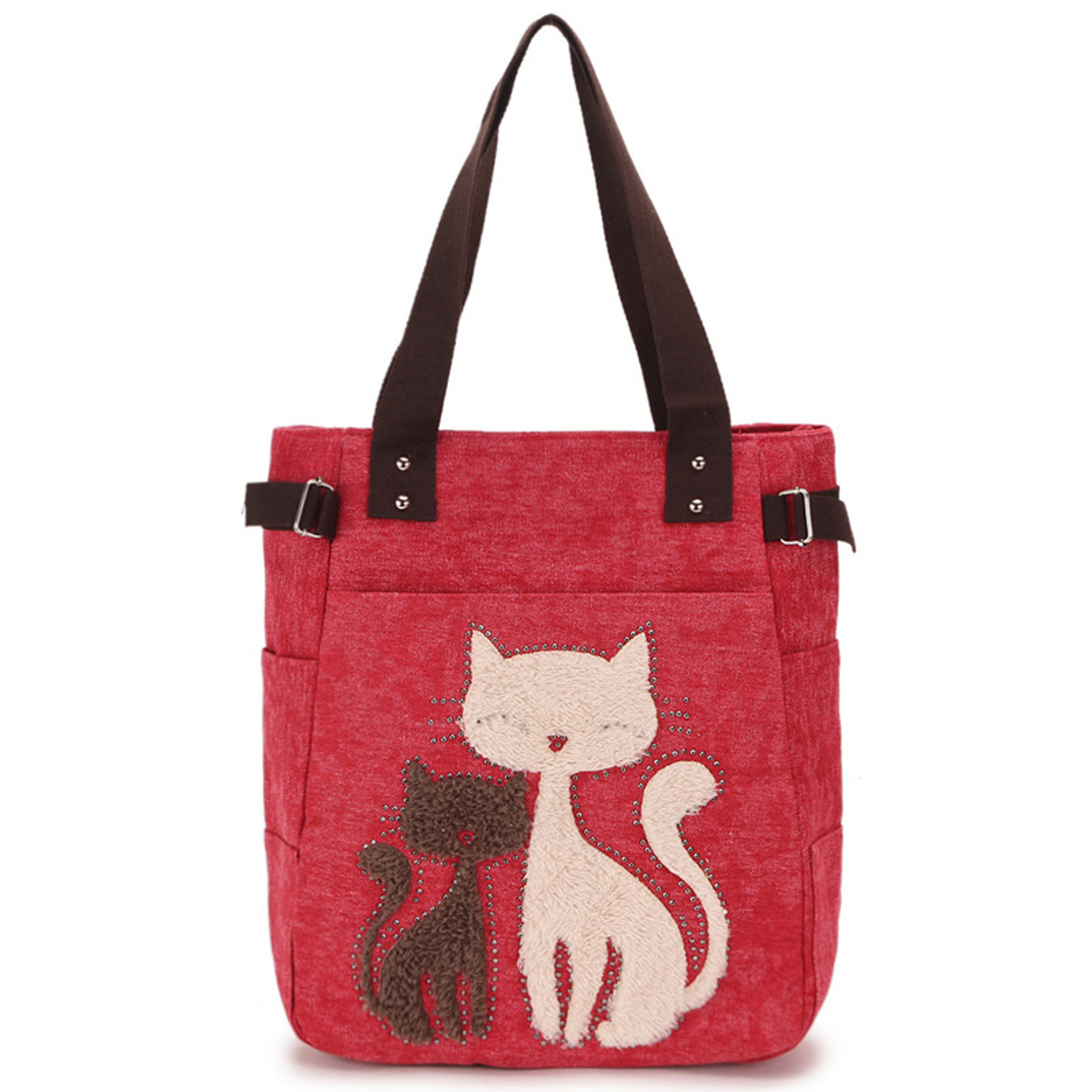 Cute Cat Canvas Tote Bag for Women Plush Kitten Shoulder Bag for School, Shopping & Daily Use – view 7