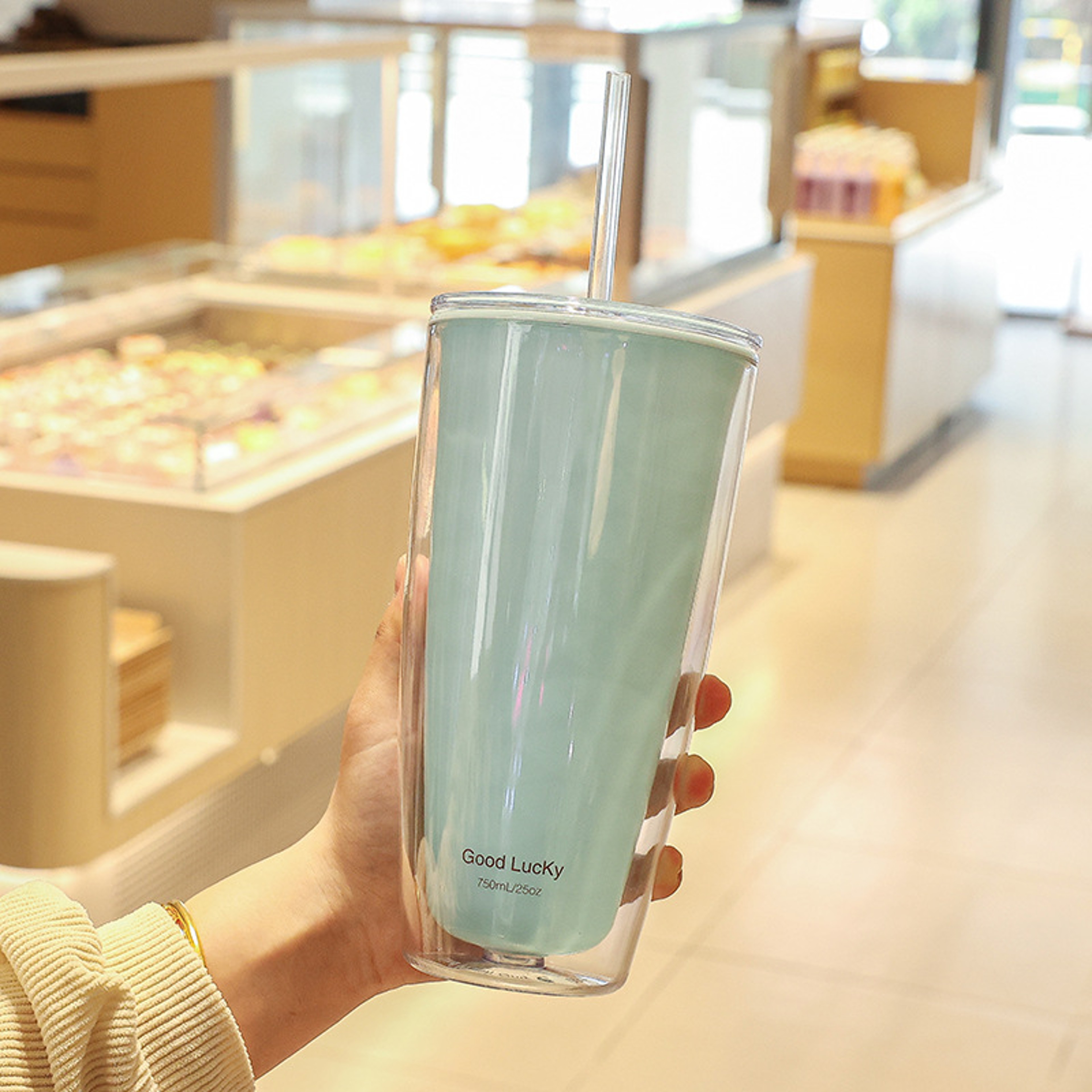 Double Wall Tumbler with Straw Reusable Cold Drink Cup for Iced Coffee & Juice – view 7