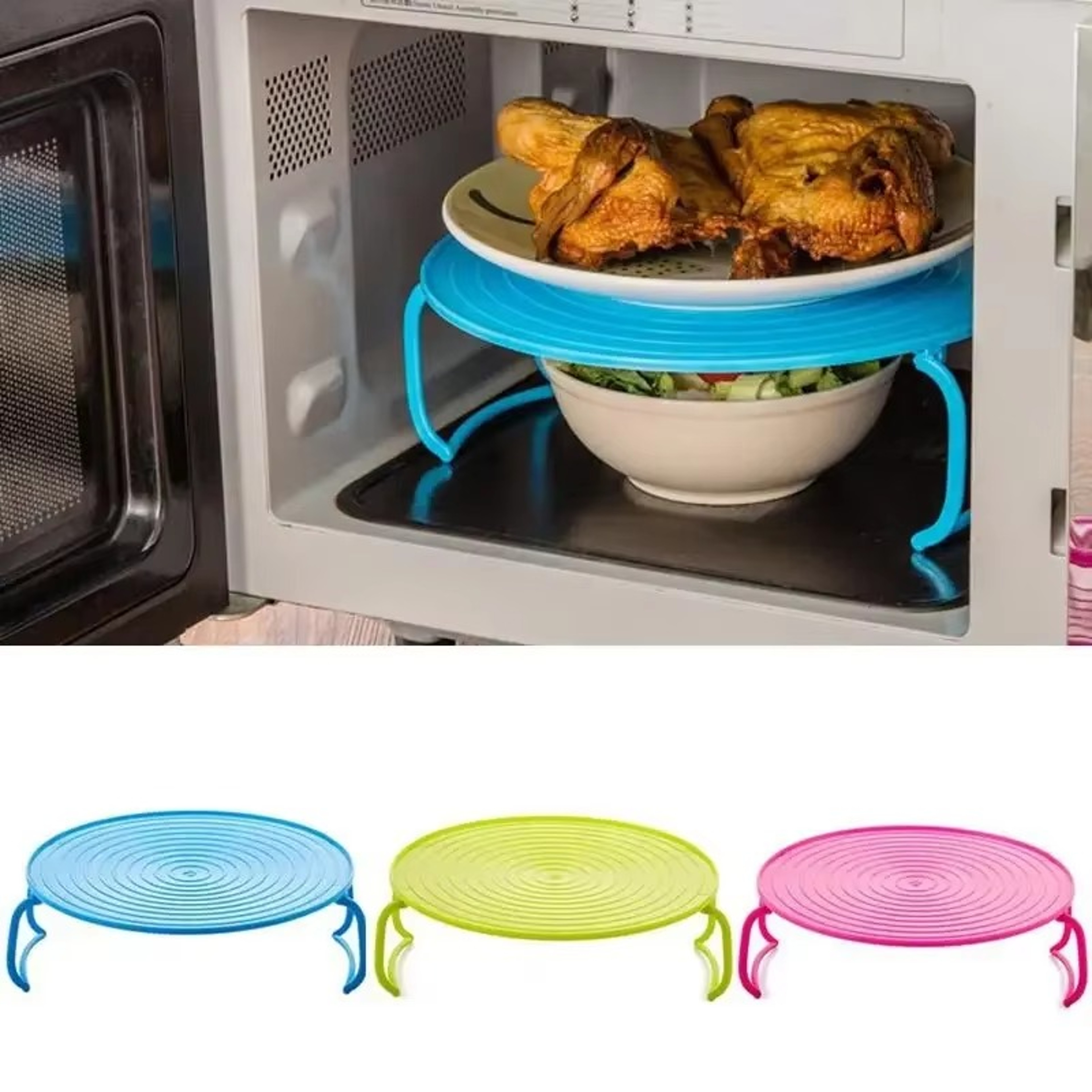Multi-Functional Microwave Steaming Tray & Double Layer Organizer Rack – view 7