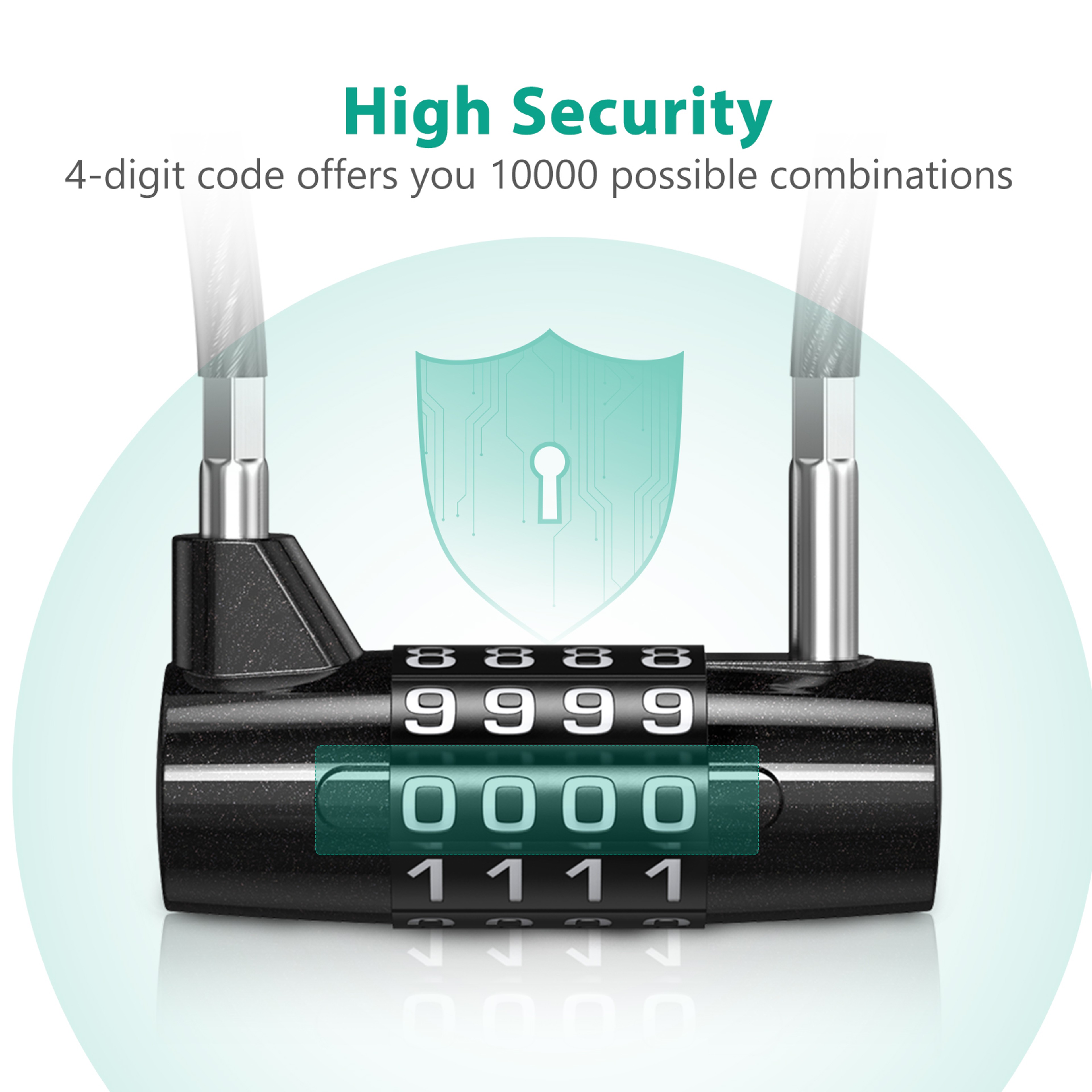 SecureFlex Digit Combination Padlock With Steel Cable For Gym Travel Bike  Gate Security 2
