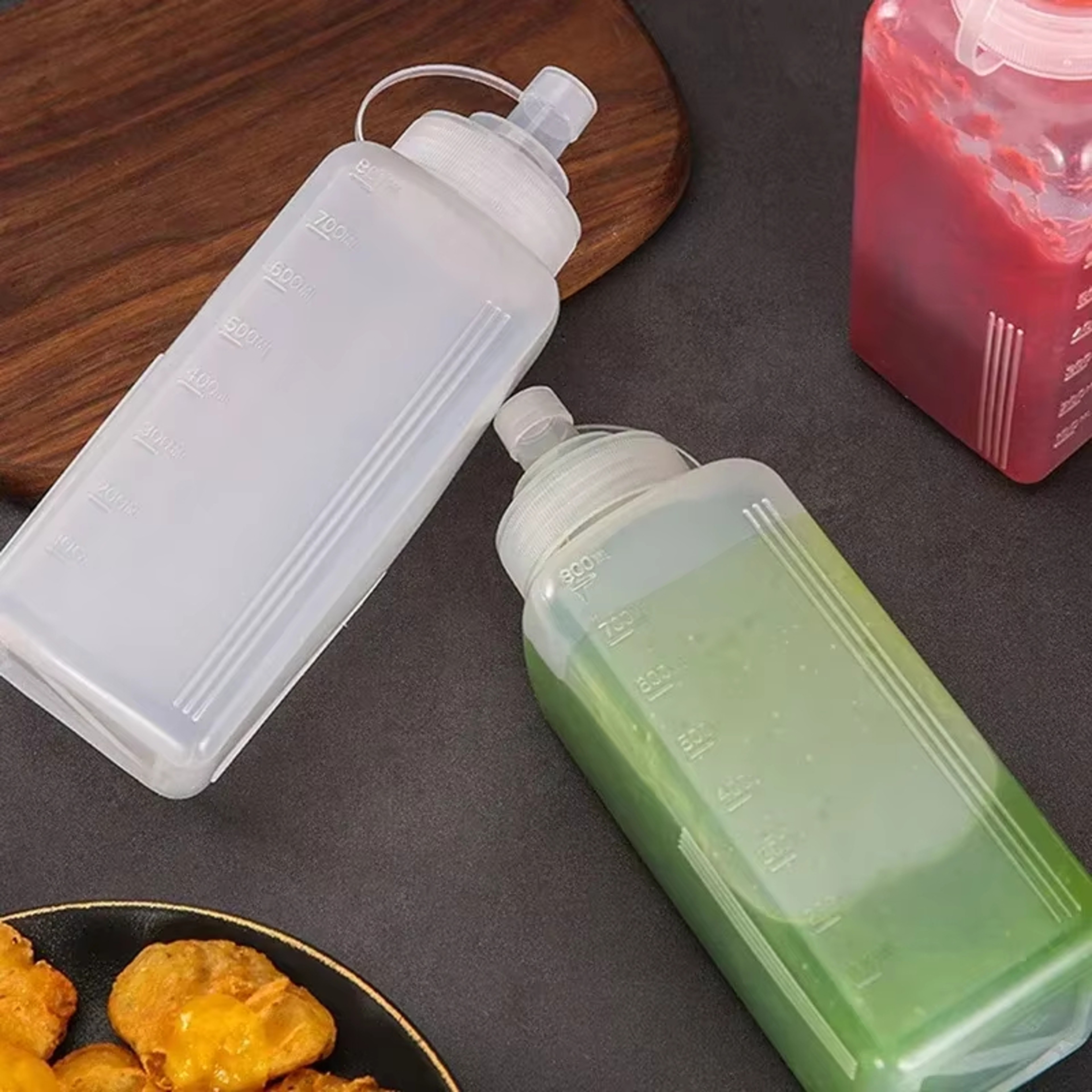 EasyFlow Condiment Squeeze Bottle Set for Ketchup, Dressing and Sauce Storage – view 4