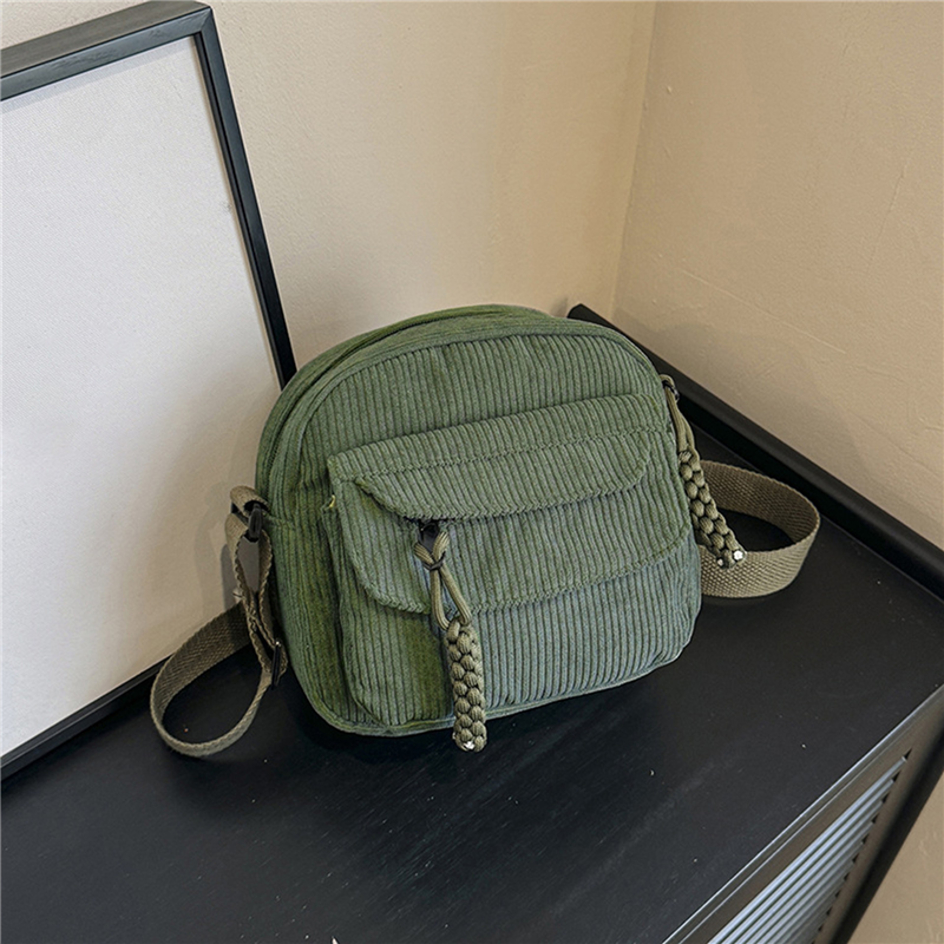 Corduroy Crossbody Shoulder Bag For Women And Men Casual Small Square Commuter Purse 7