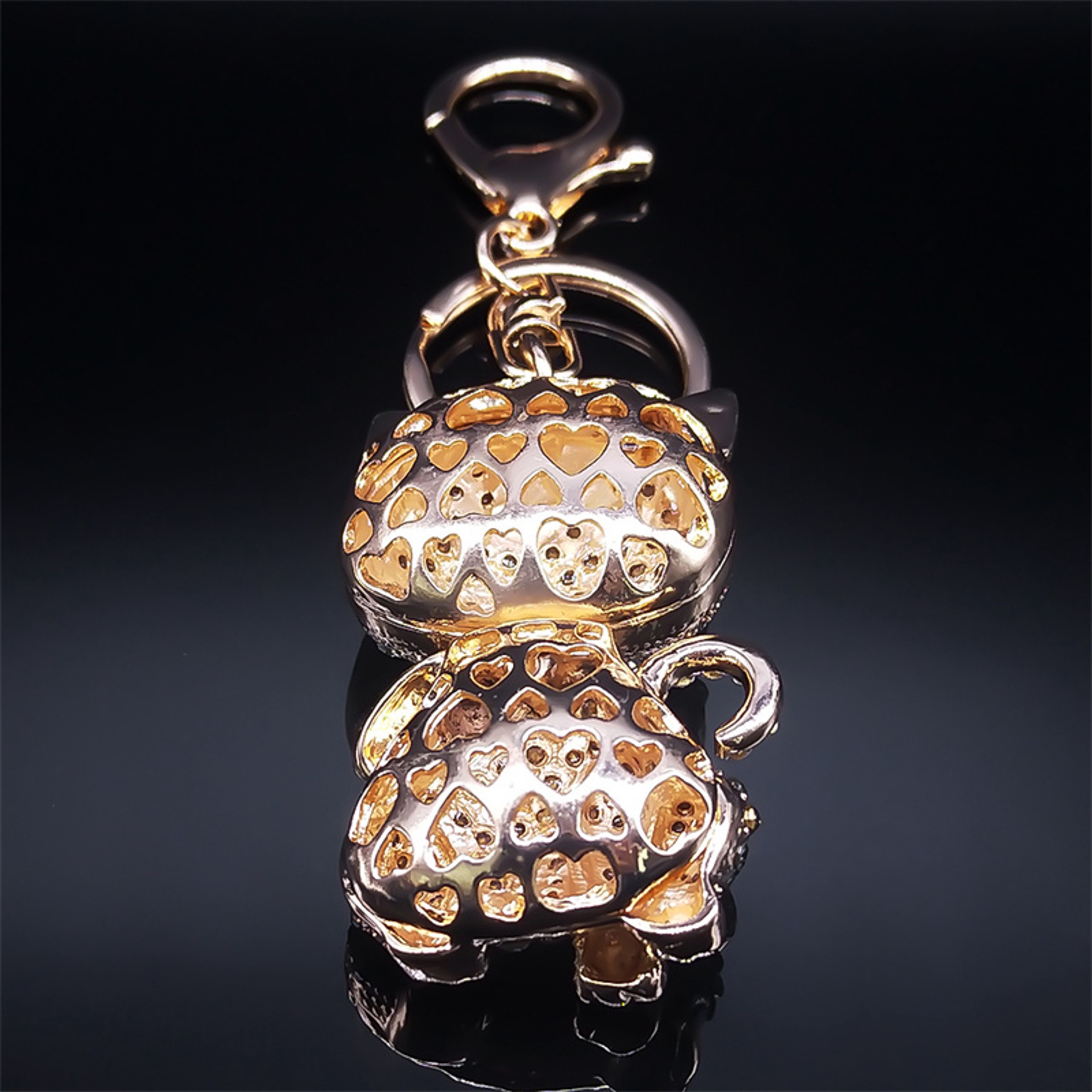 Sparkling Cat Keychain Rhinestone Kitty Bag Charm for Keys & Handbags – view 4