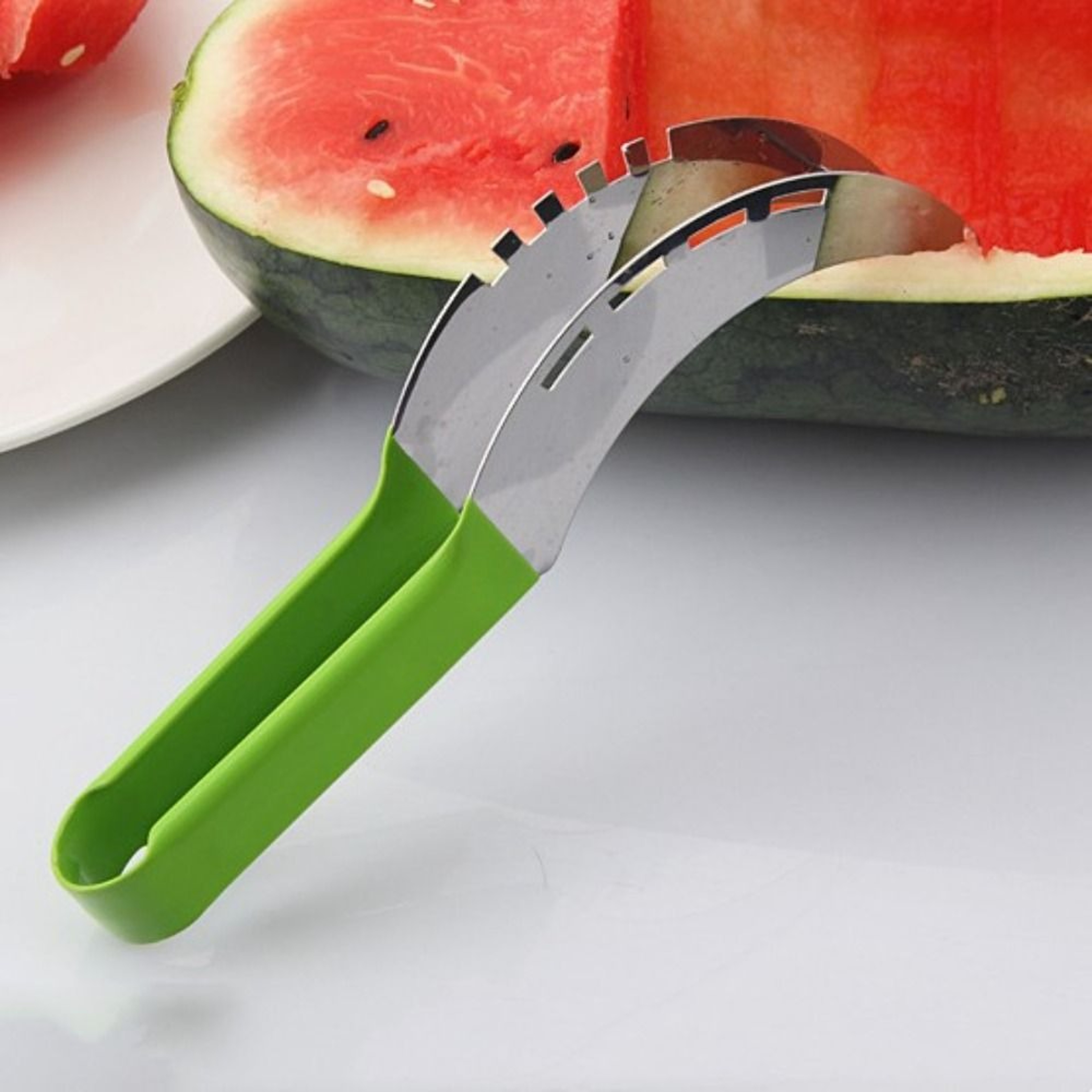 SafeGrip Watermelon Slicer Cutter Stainless Steel Fruit Knife Tool – view 4
