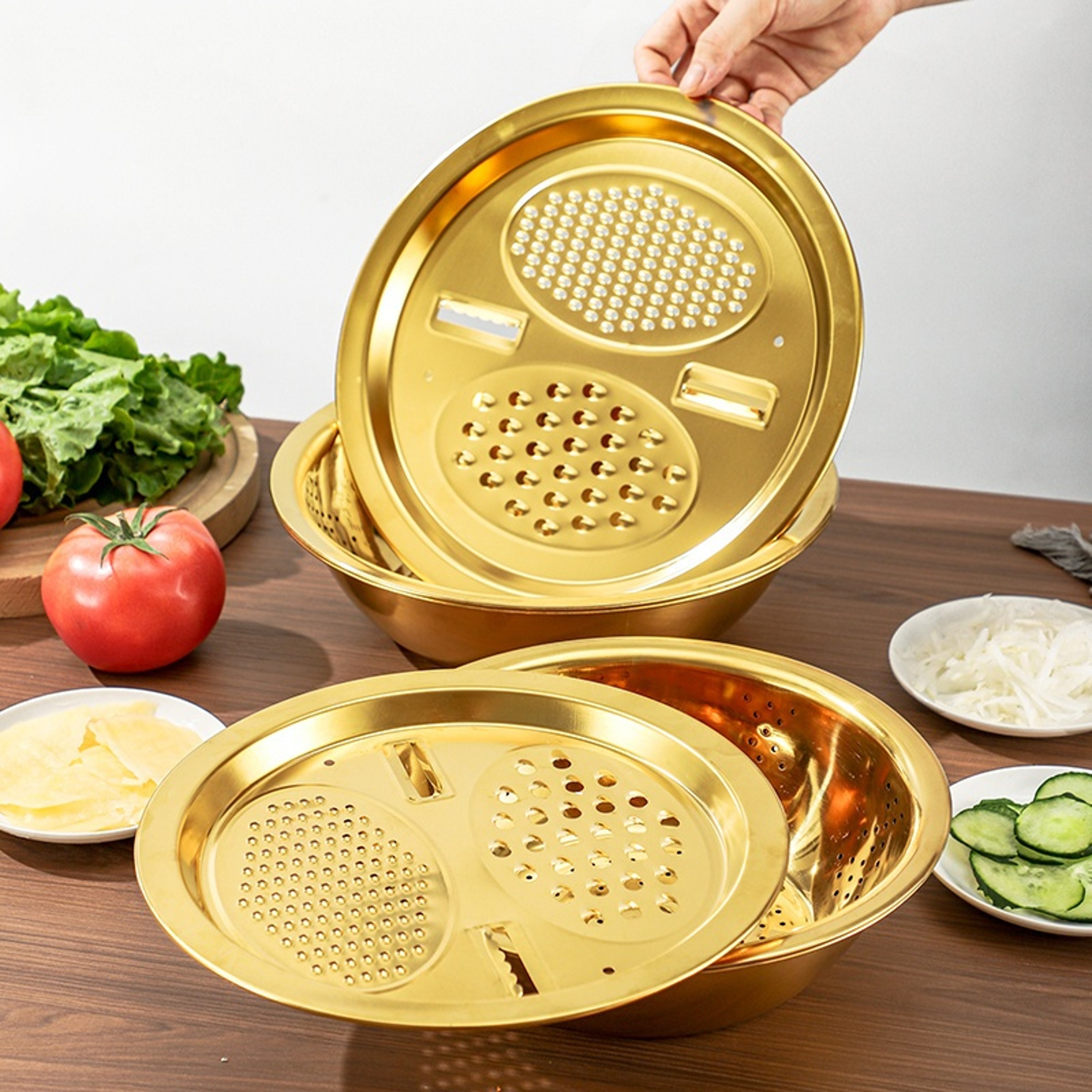 Stainless Steel Kitchen Prep Bowl Set with Grater, Strainer & Mixing Bowl – view 2