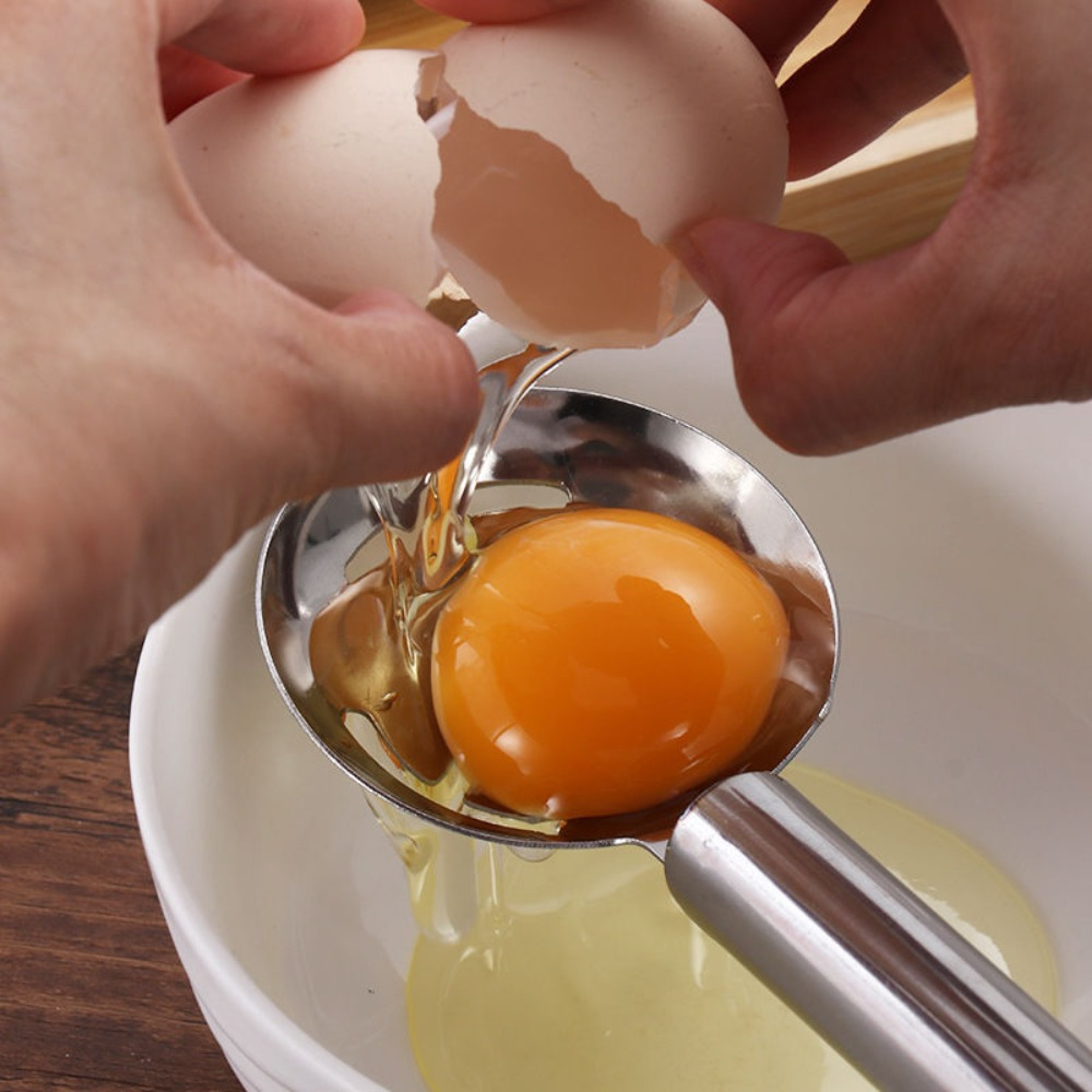 Stainless Steel Egg Separator with Long Handle for Baking and Healthy Cooking – view 2