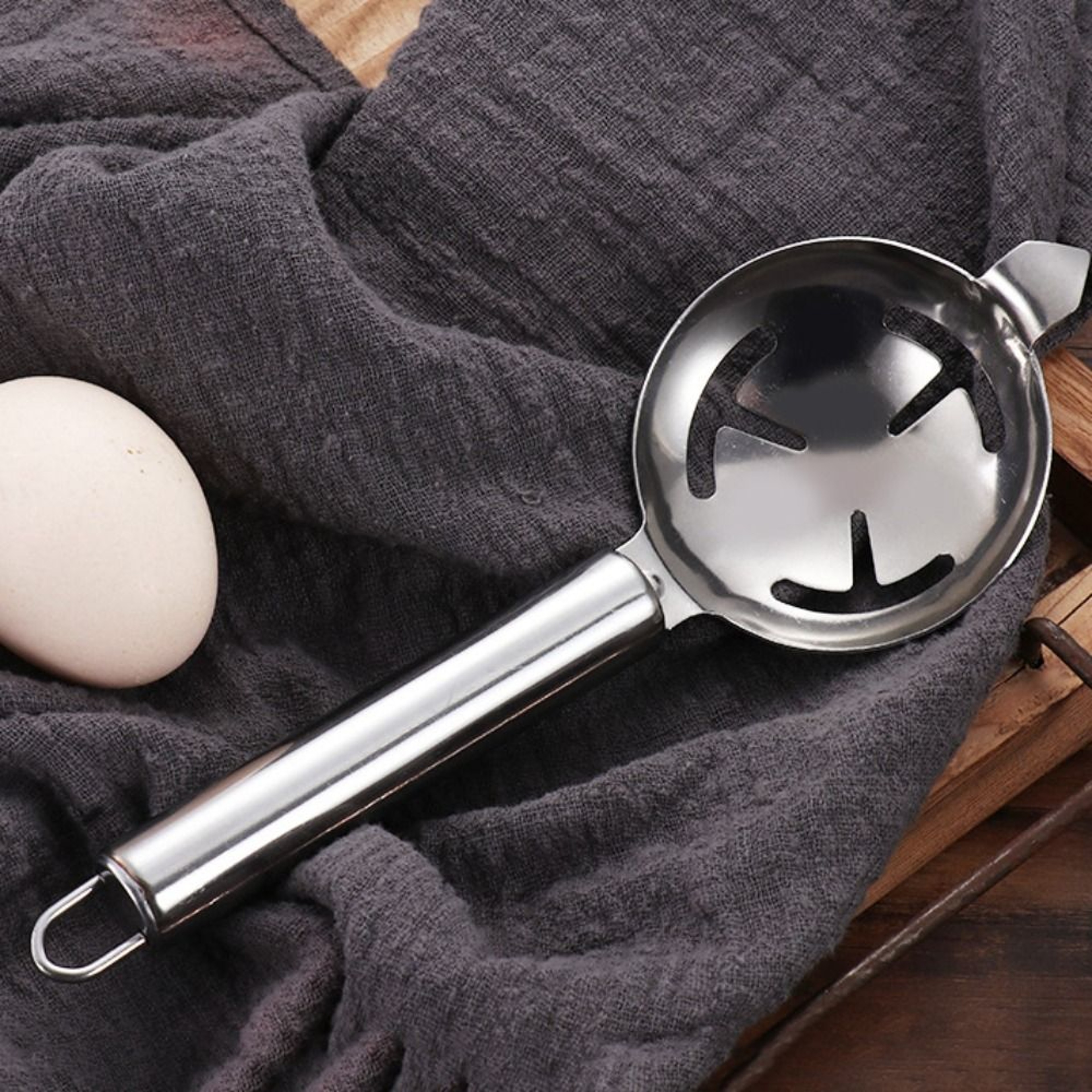 Stainless Steel Egg Separator with Long Handle for Baking and Healthy Cooking – view 4