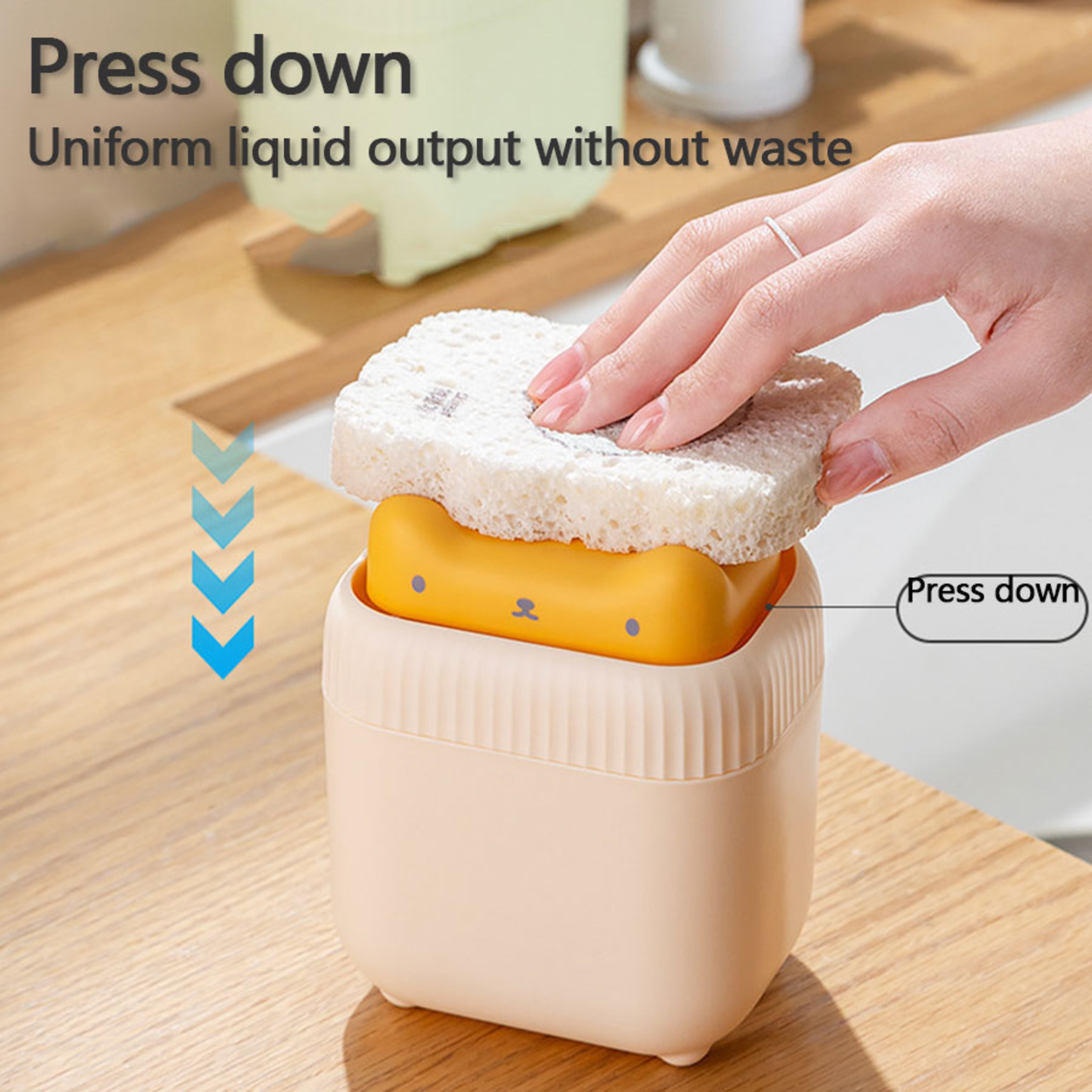 Smart Press Soap Dispenser with Sponge Holder for Kitchen Sink Cleaning – view 2