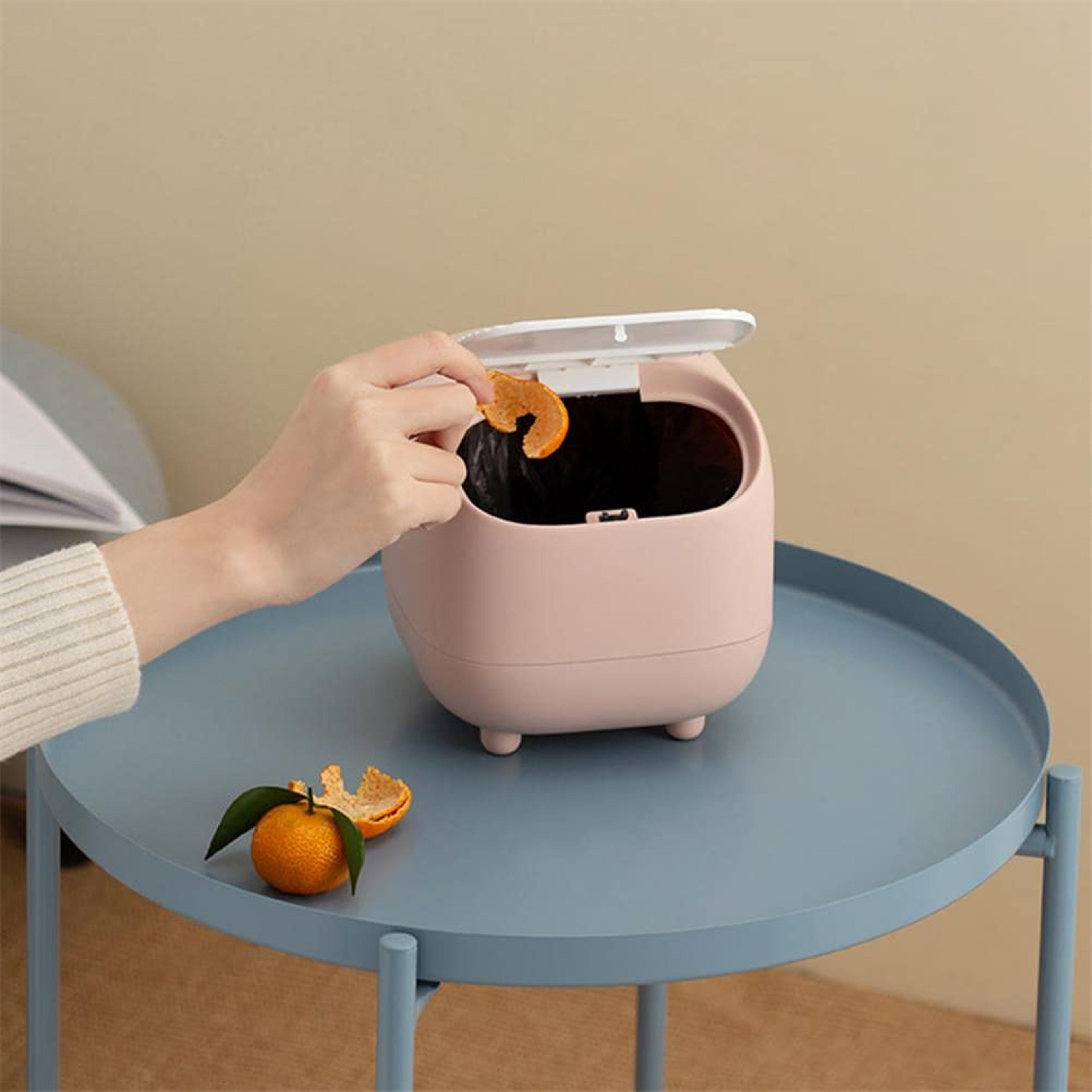 Ninja Mini Desktop Trash Can With Lid For Office Vanity  Coffee Table 0