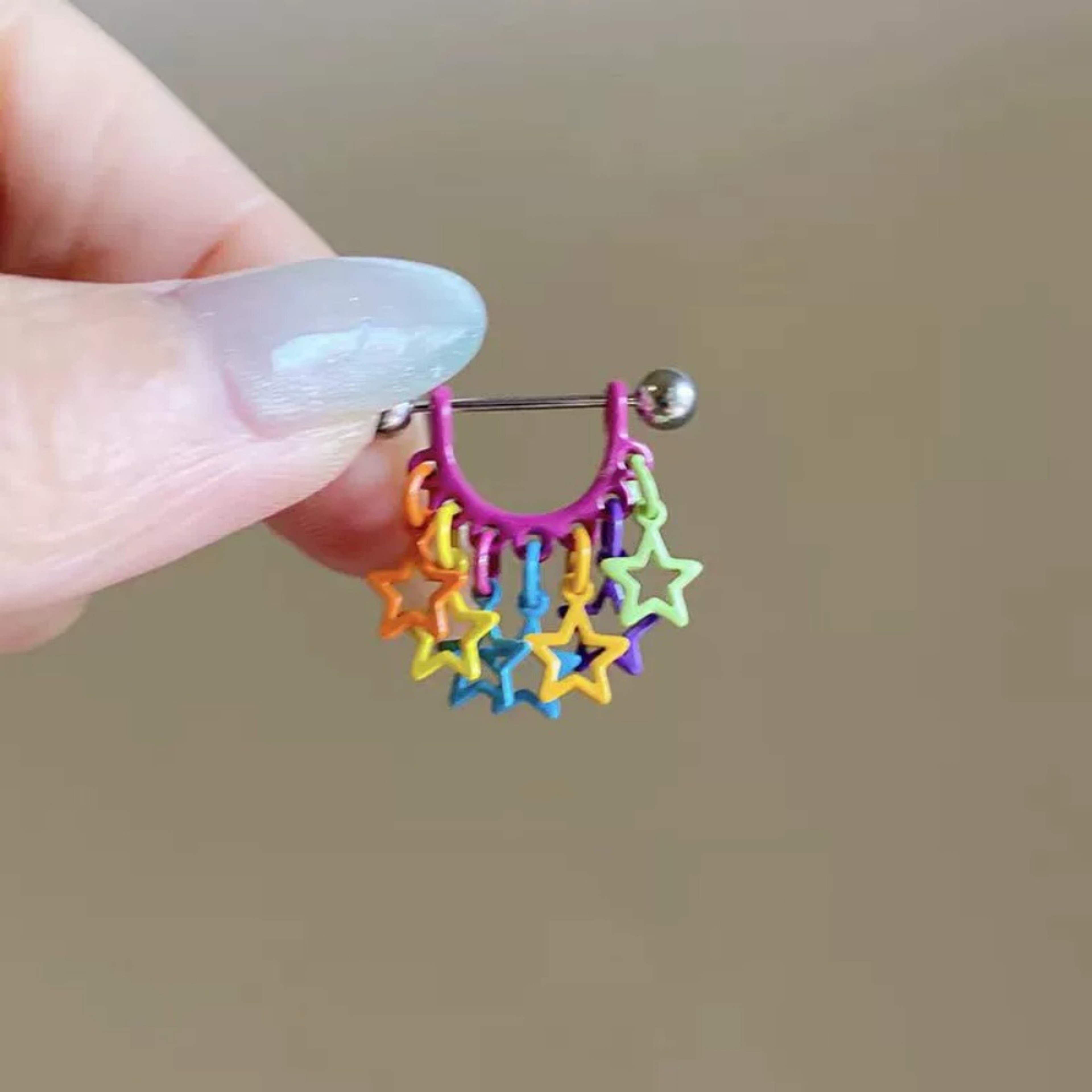 Colorful Hollow Star Tassel Earrings for Women Trendy Geometric Hip Hop Earbone Studs – view 4