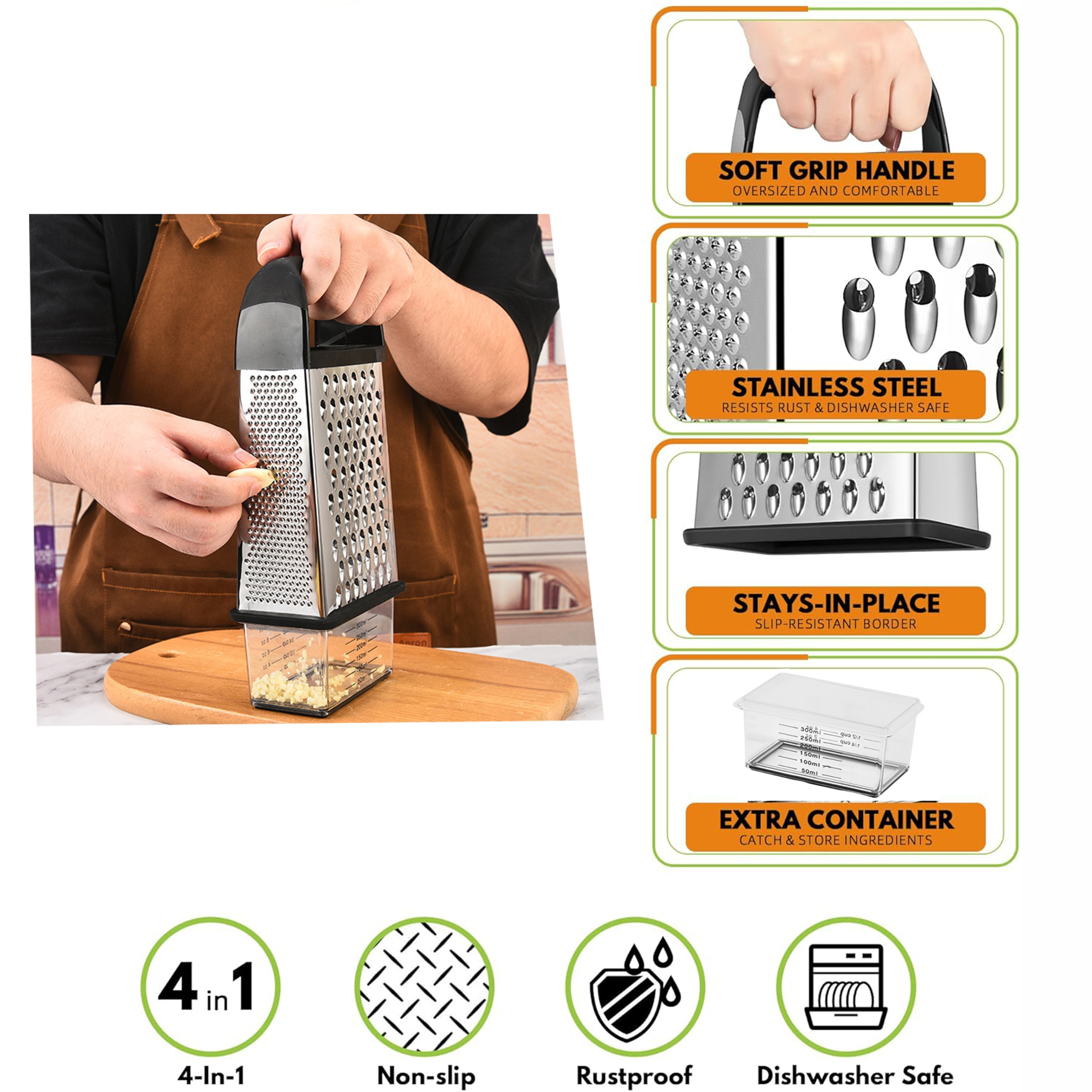 Vegetable Grater with Storage Box & Stainless Steel Cheese Slicer – view 3