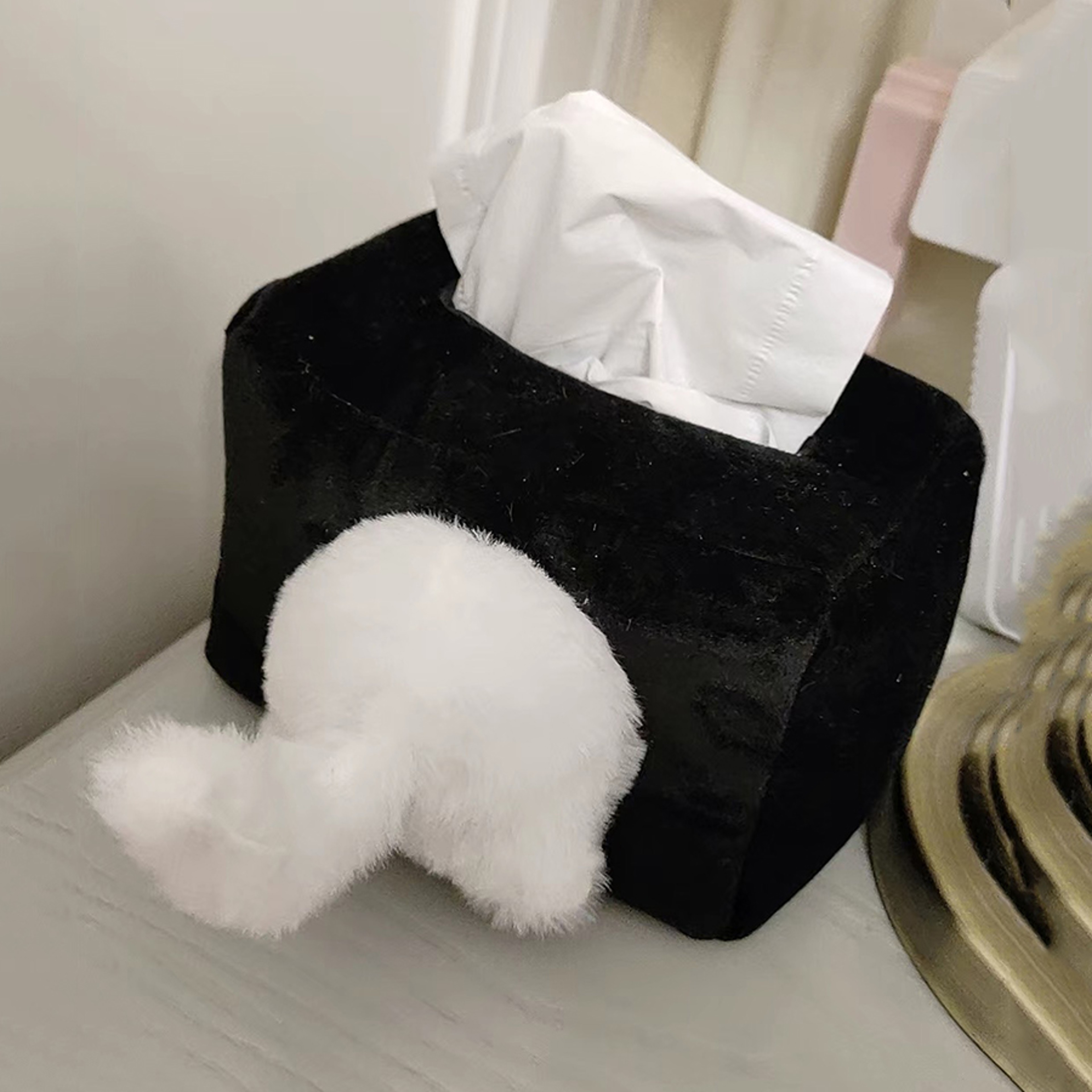 Funny Cat Butt Tissue Box Holder Plush Napkin Dispenser For Home  Office Decor 4