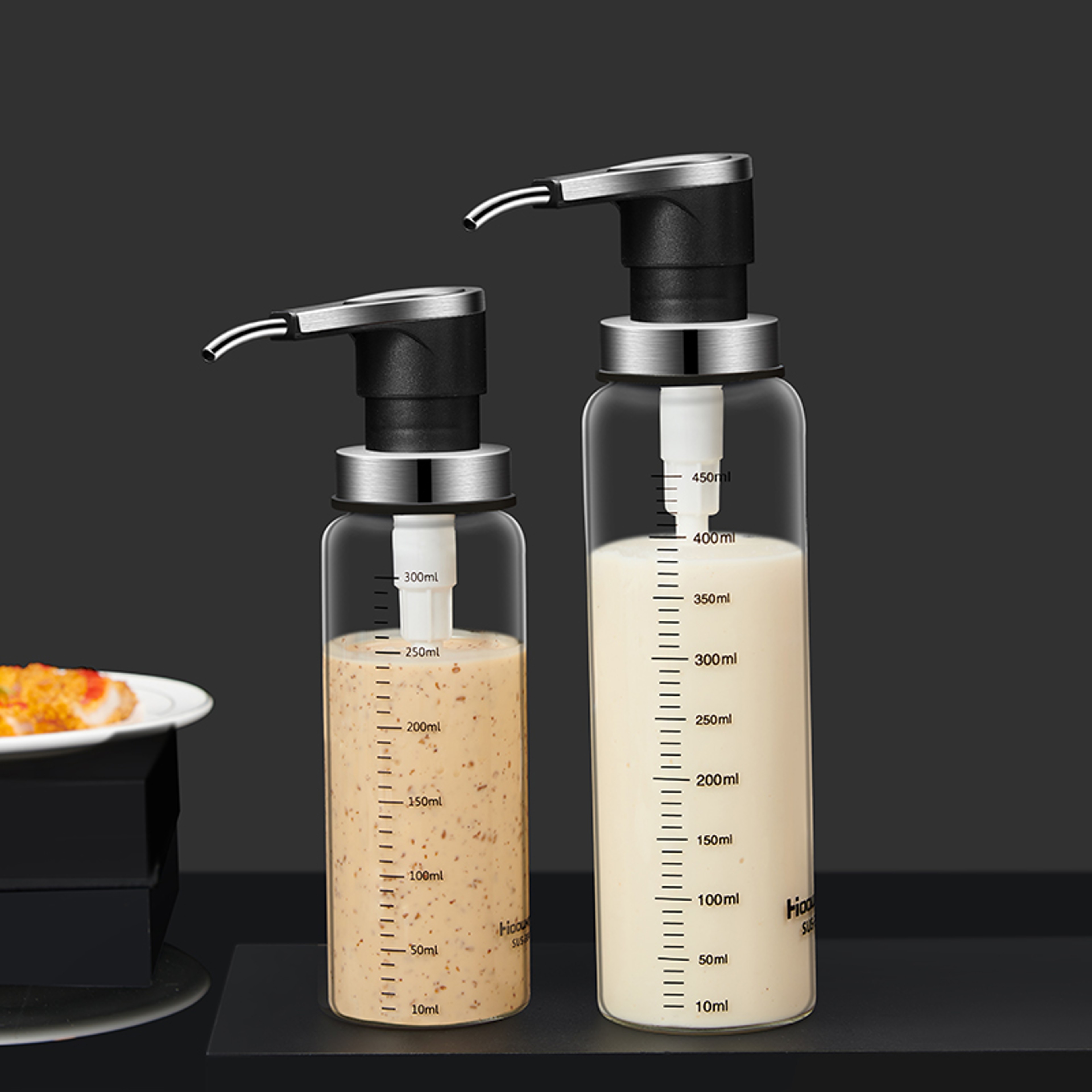 Glass Sauce Dispenser Pump Bottle For Honey Syrup Ketchup  Oil 4