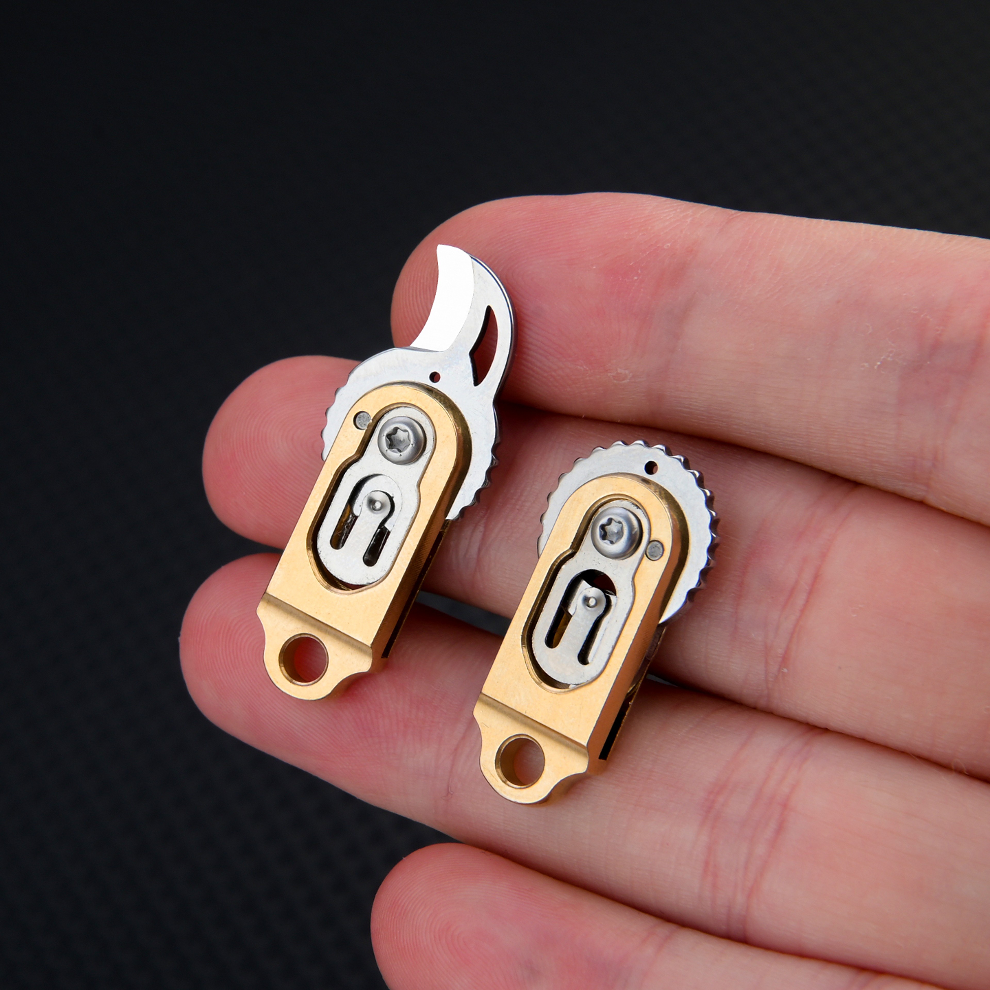 Brass Mini Keychain Folding Knife – Portable Outdoor & Camping Tool – view 2