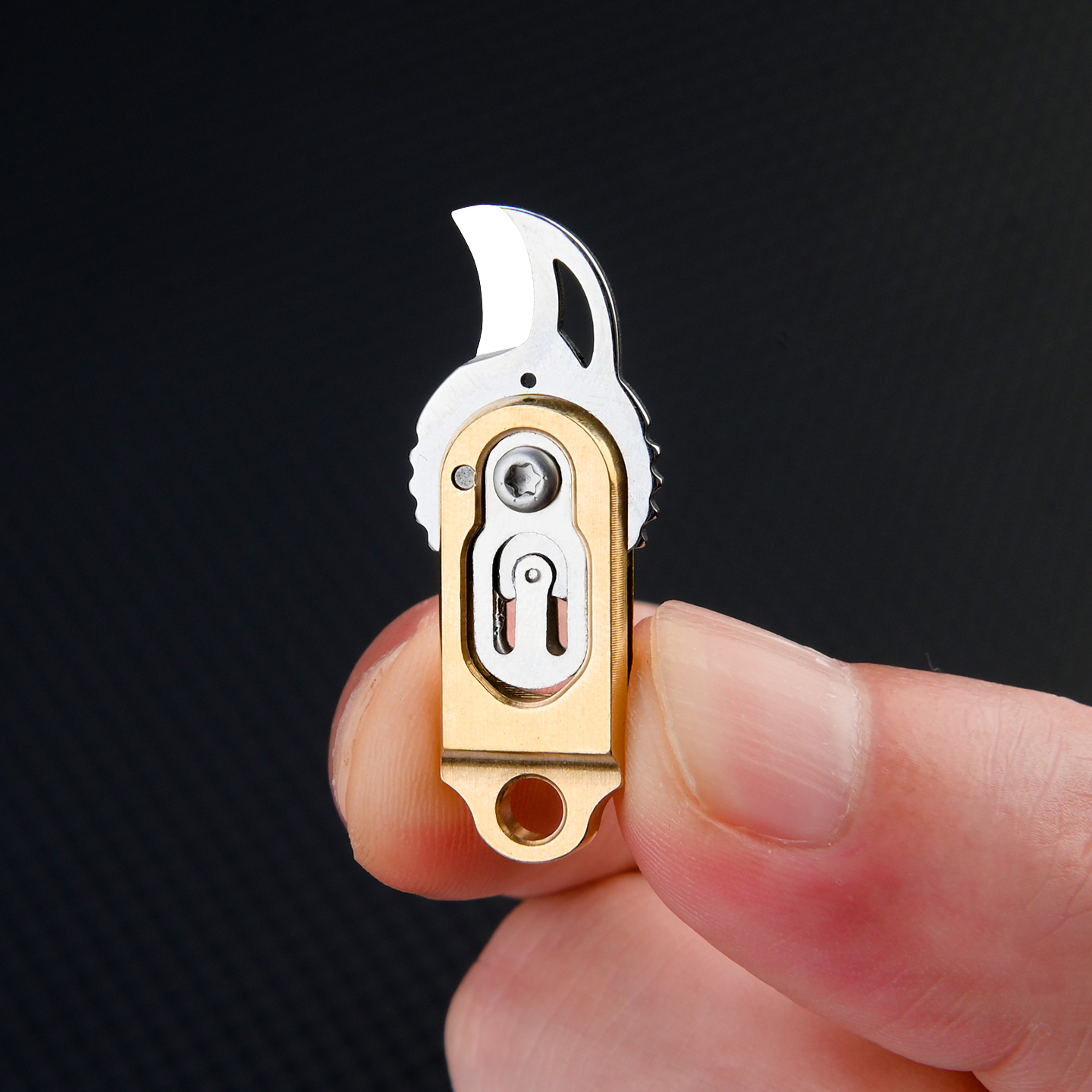 Brass Mini Keychain Folding Knife – Portable Outdoor & Camping Tool – view 7