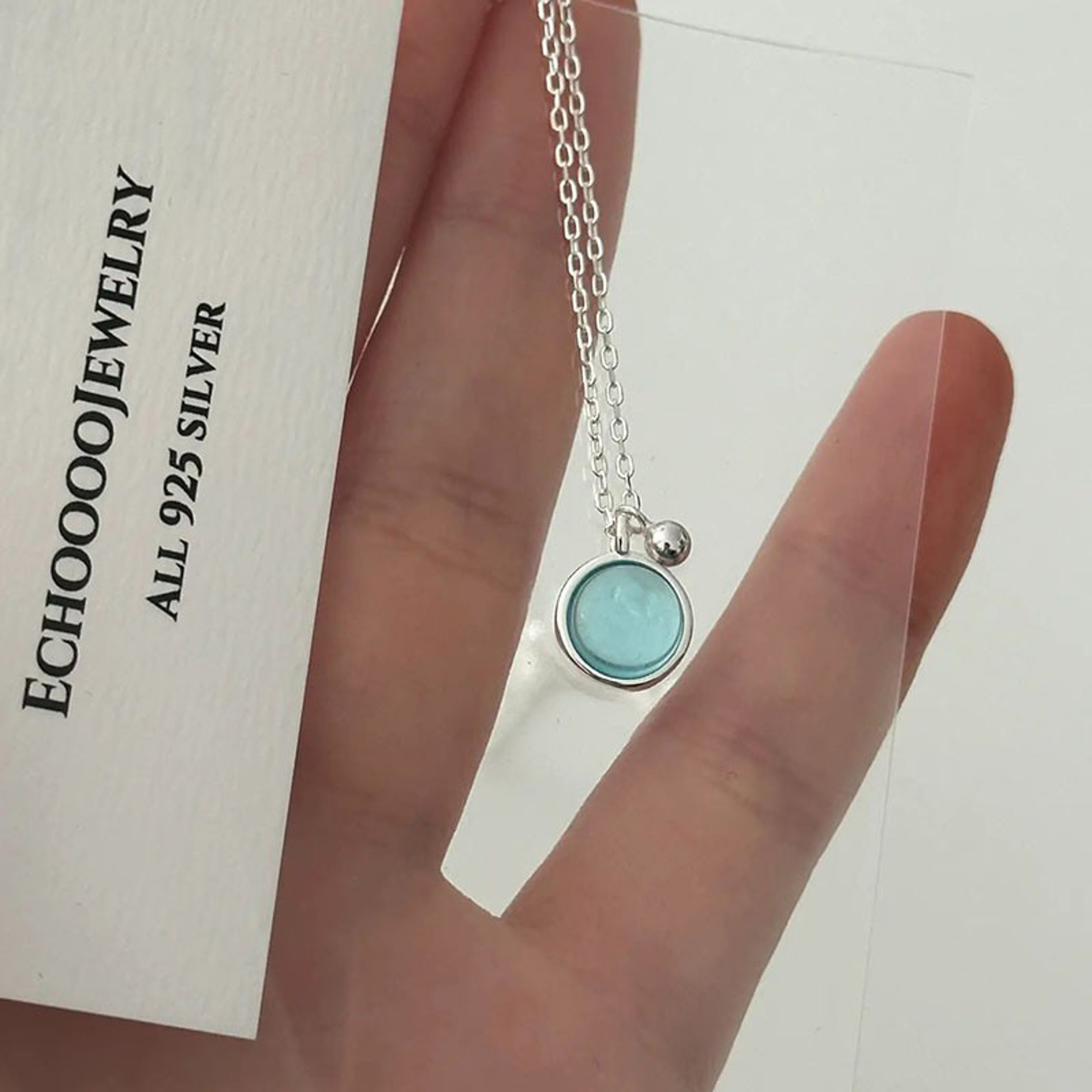 Luxury Summer Blue Crystal Pendant Necklace For Women  Girls 2