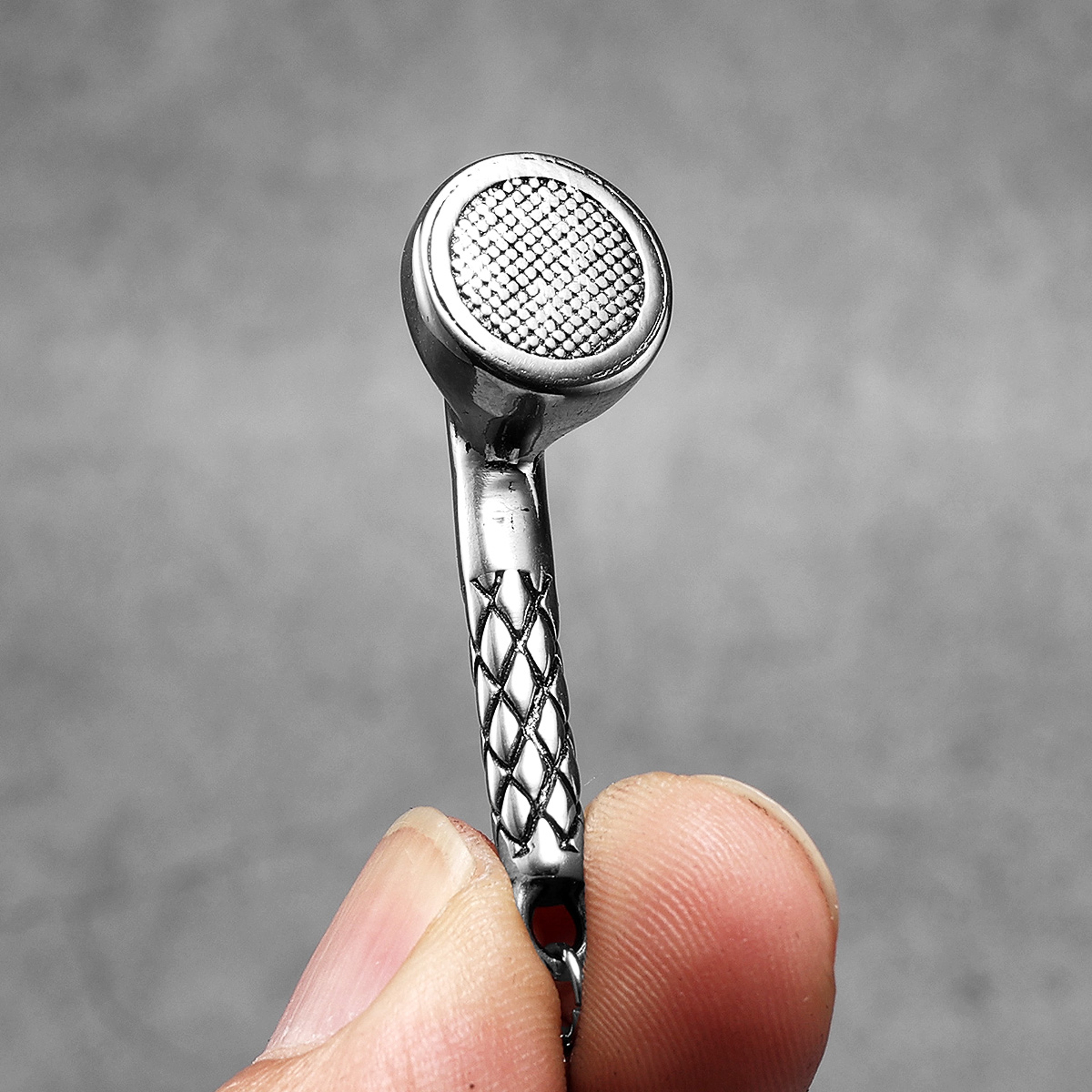 Mens Stainless Steel Wired Earphones Necklace – Punk HipHop Jewelry – view 5