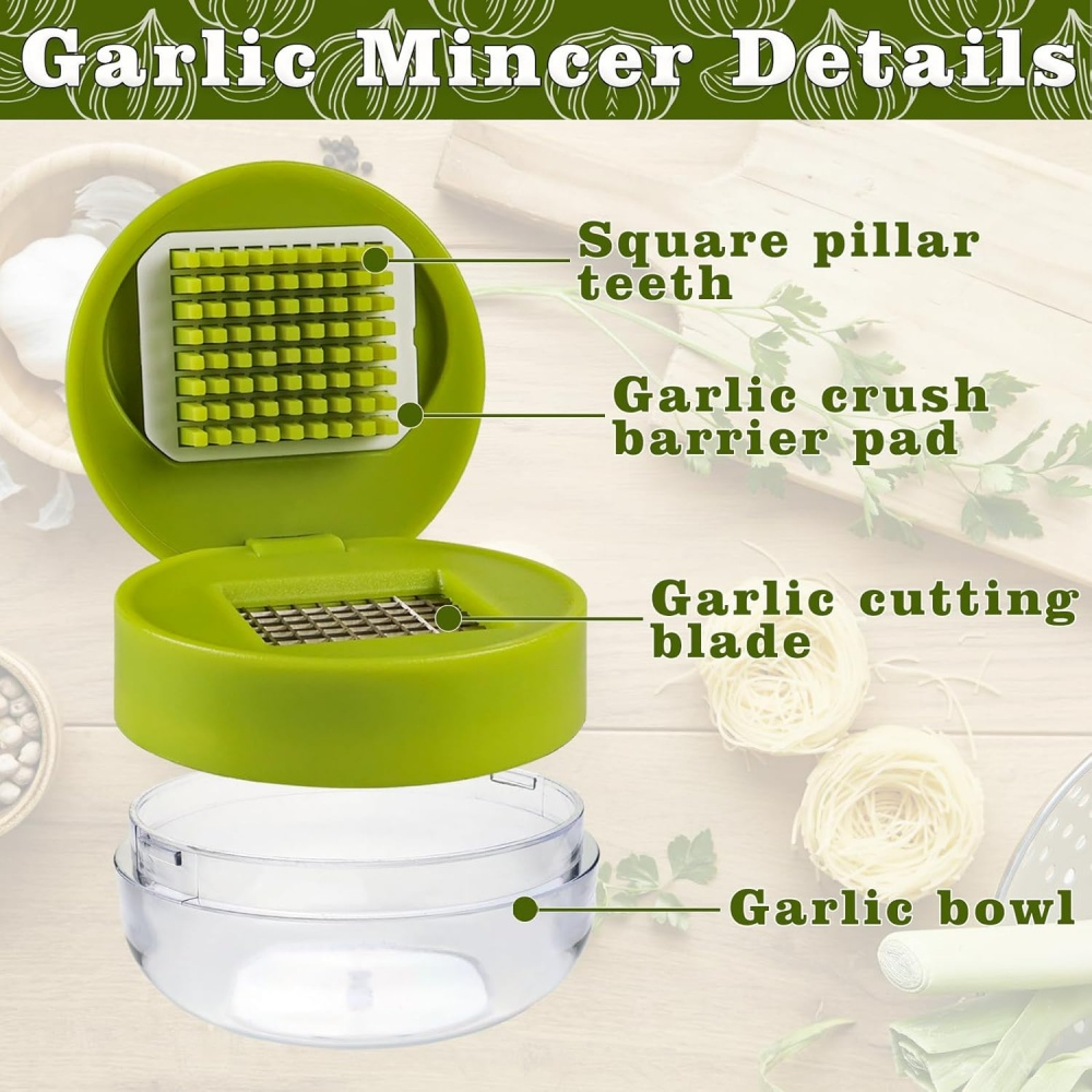 Stainless Steel Garlic Press & Ginger Mincer with Storage Case – view 4