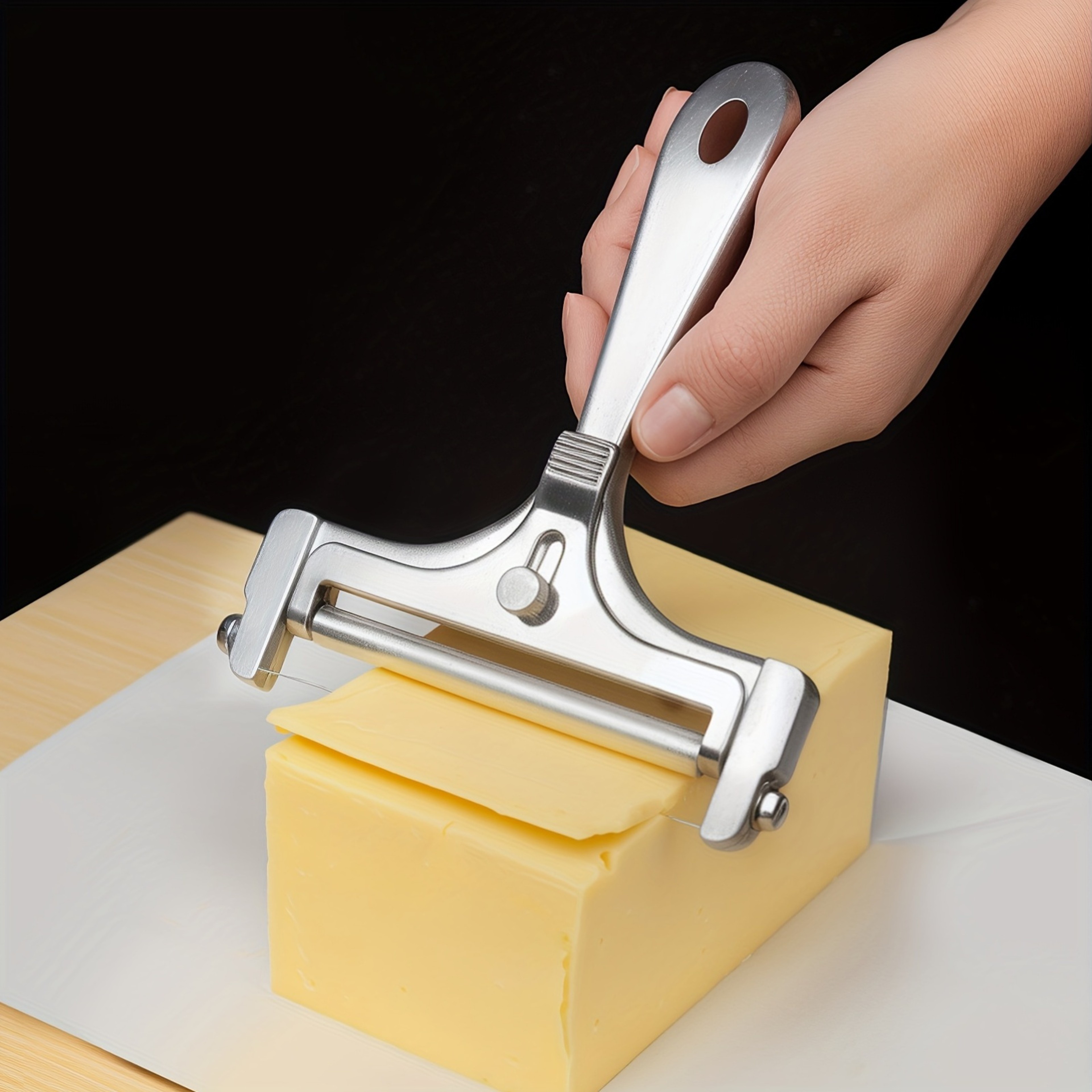 Precision Glide Adjustable Cheese Slicer For Uniform Cuts And Effortless Serving 0