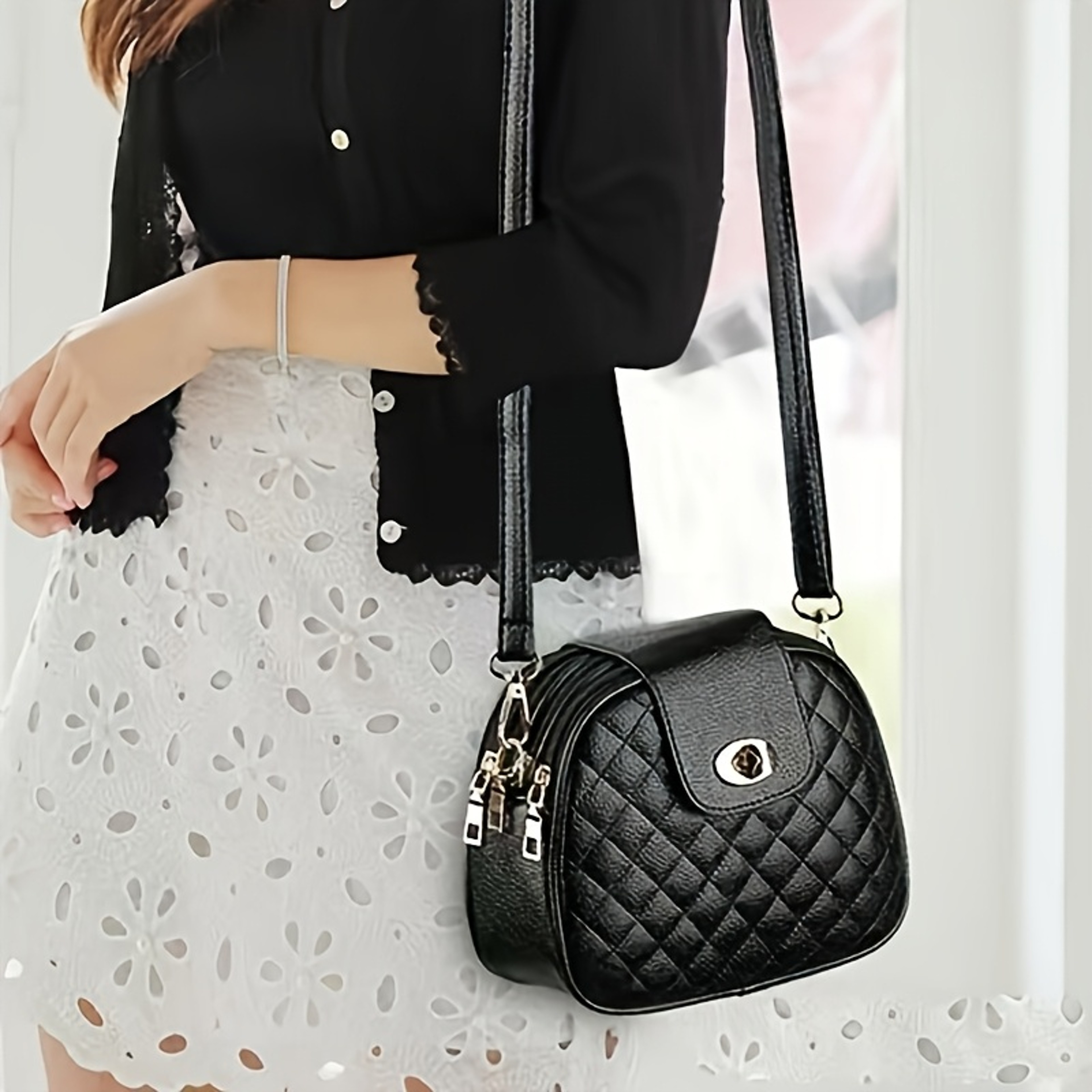 Urban Elegance Crossbody Bag For Women With Compartments  GoldTone Hardware 0