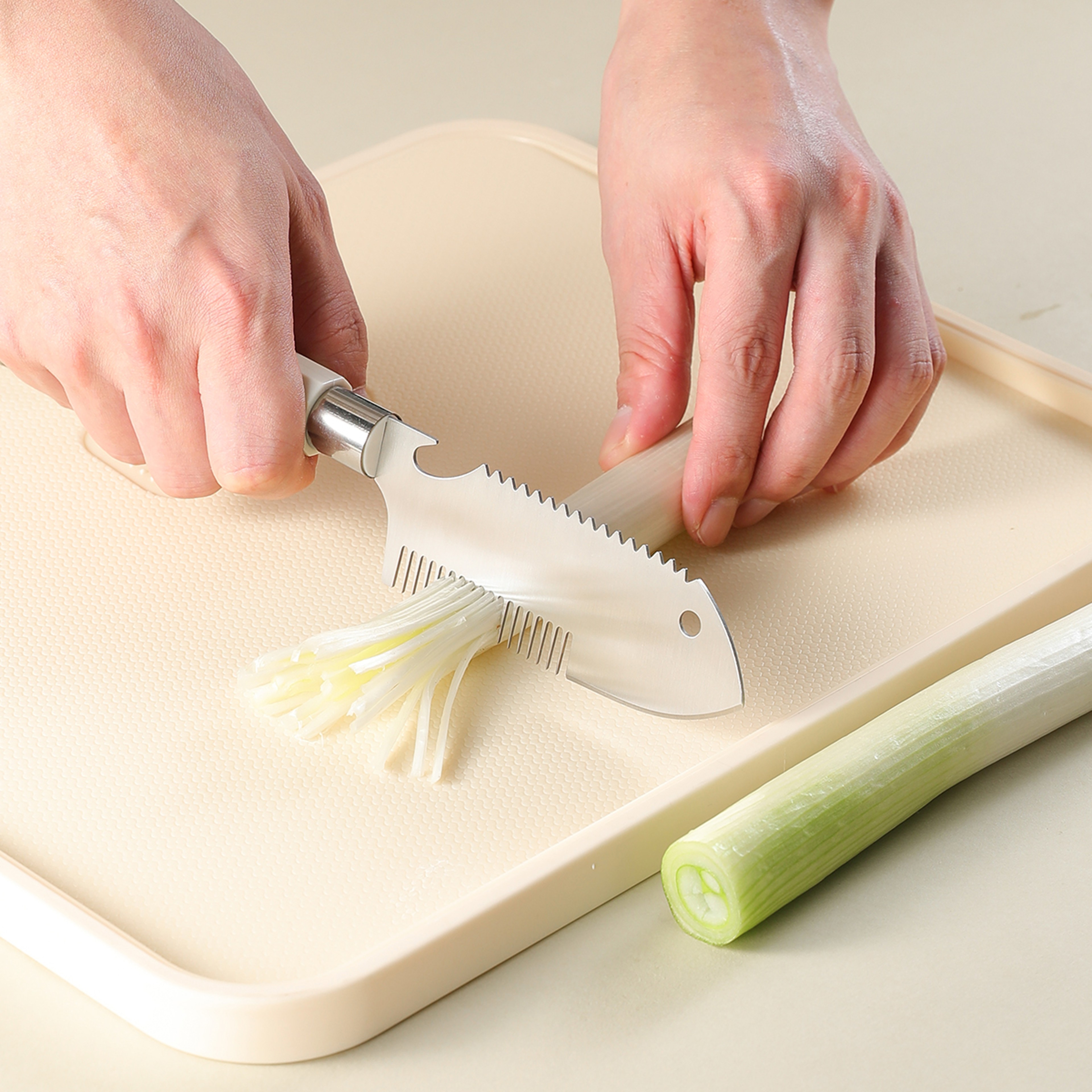 ErgoSlice Stainless Steel Vegetable Cutter & Scallion Slicer for Precision Garnishing – view 3
