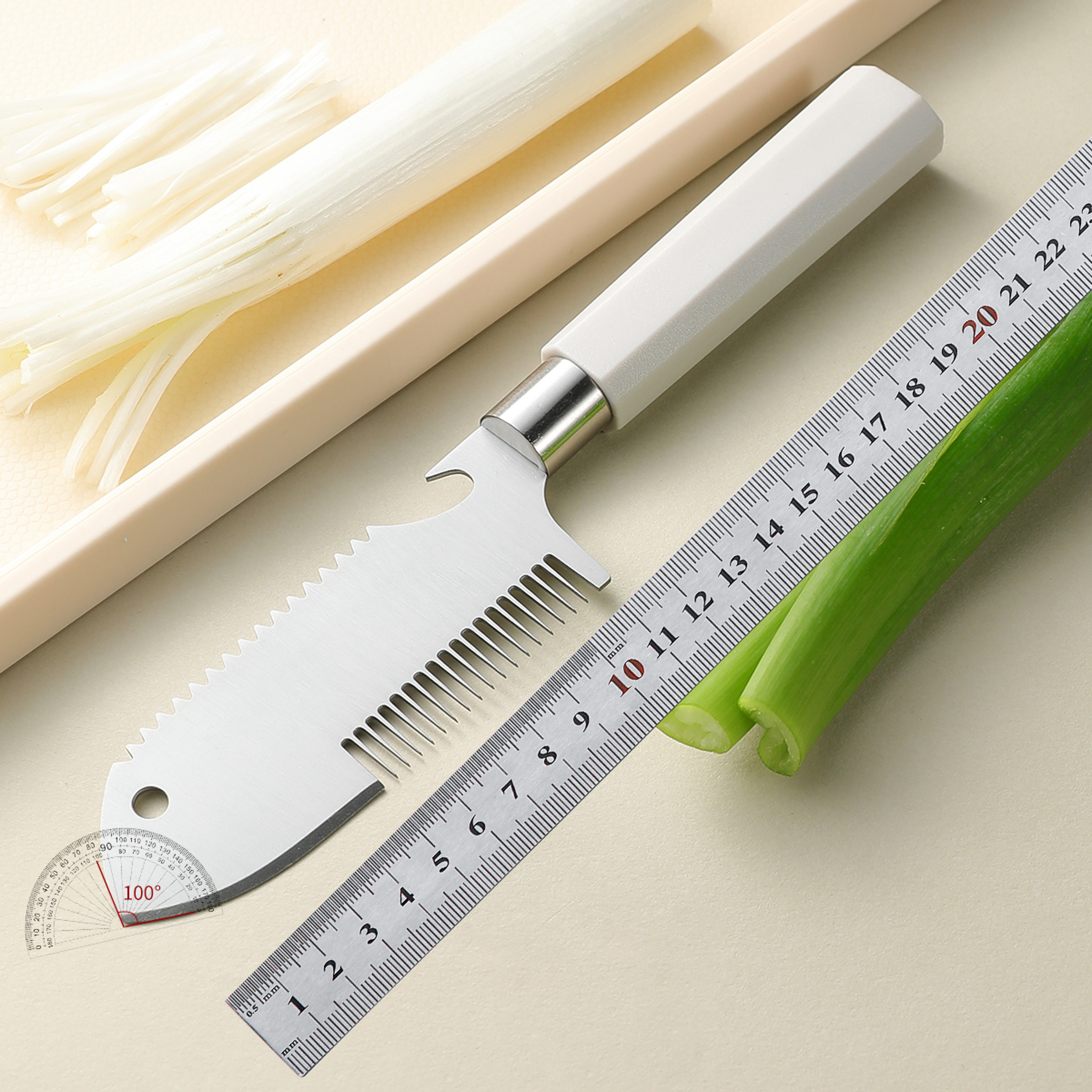 ErgoSlice Stainless Steel Vegetable Cutter & Scallion Slicer for Precision Garnishing – view 4