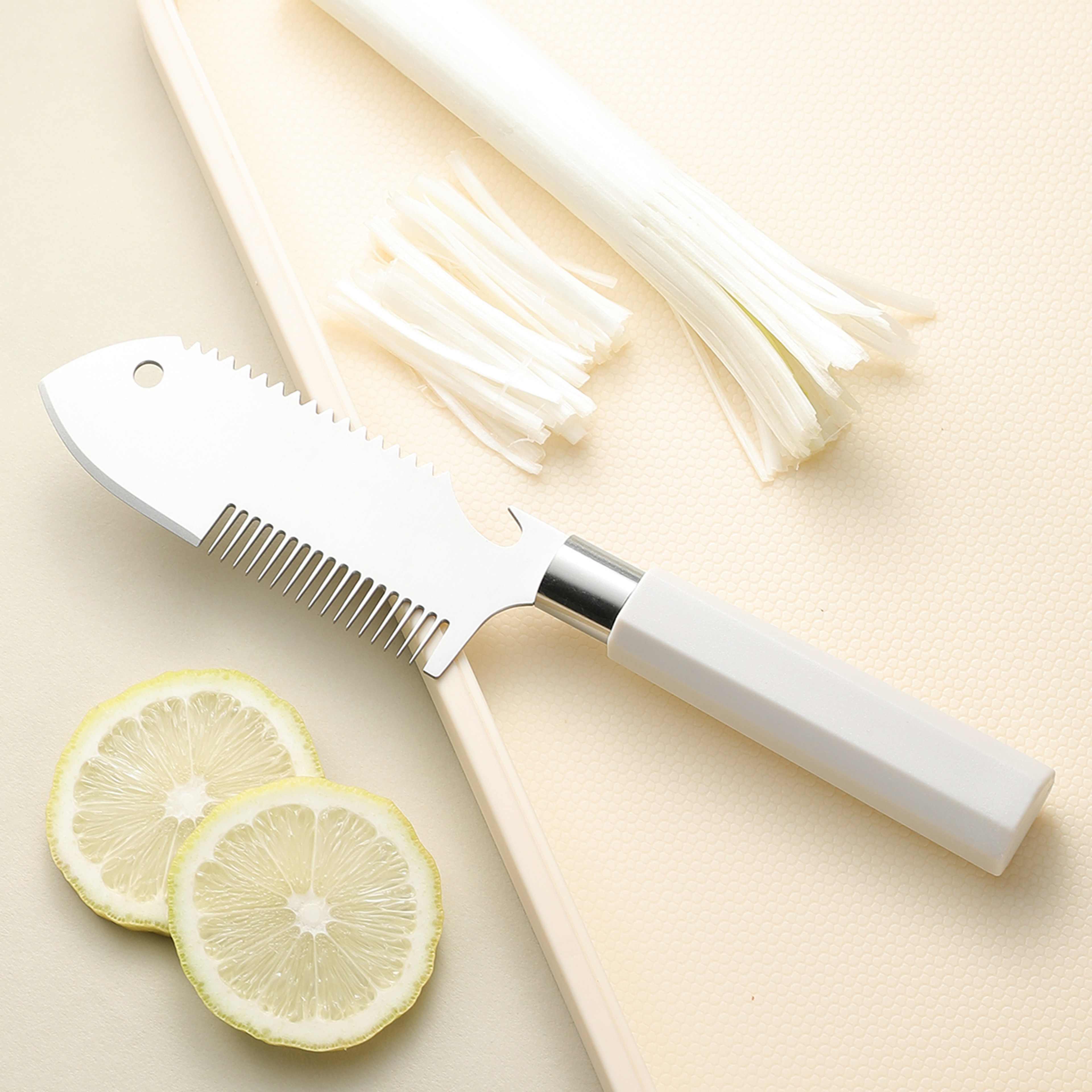 ErgoSlice Stainless Steel Vegetable Cutter & Scallion Slicer for Precision Garnishing – view 7
