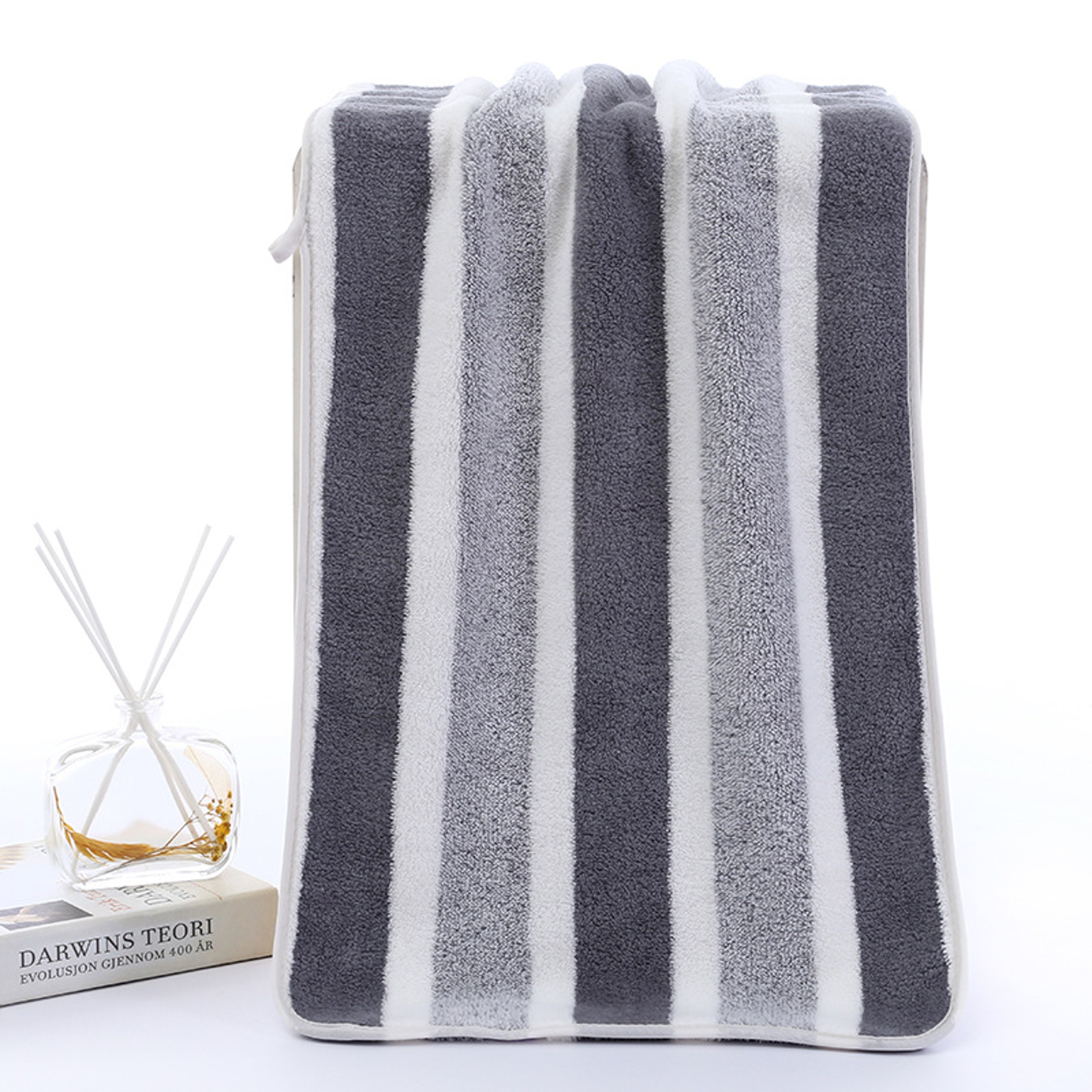 Luxe Stripe Quick Dry Towel Soft Absorbent Bath And Face Towel For Daily Bathroom Comfort 5